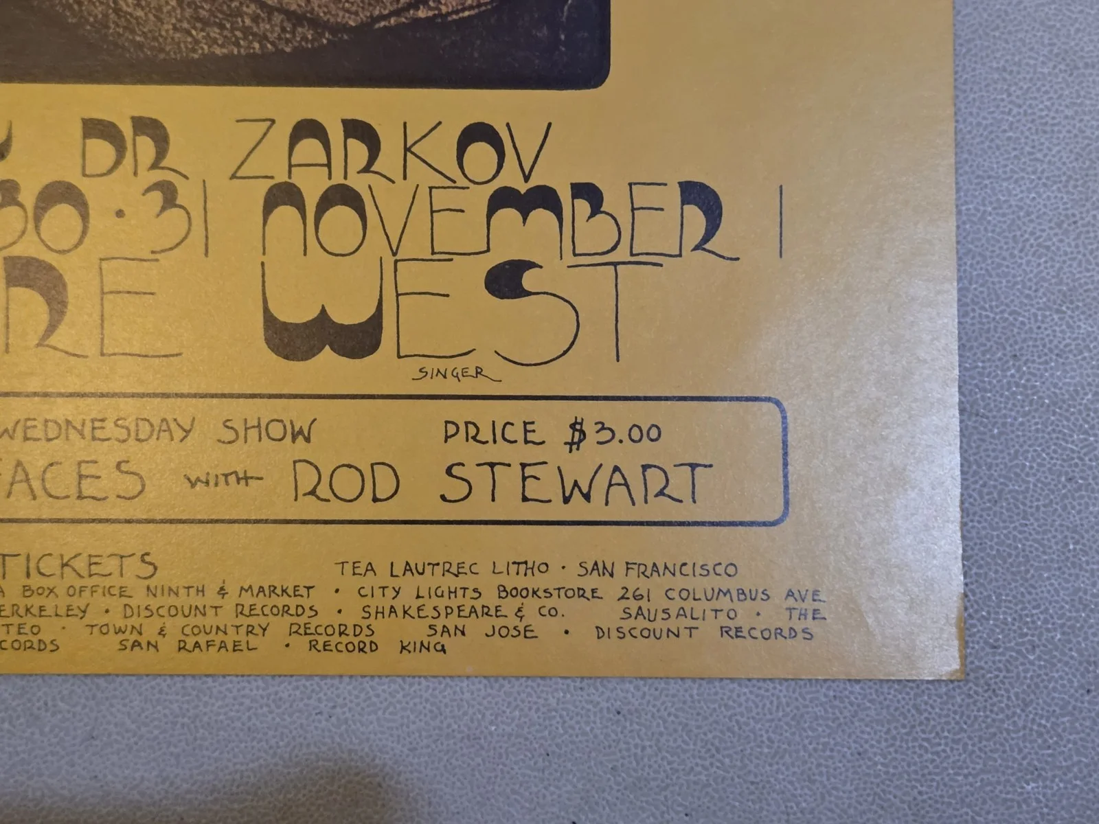 Procol Harum 1970 SIGNED David Singer Fillmore West Concert Poster Bill Graham, image 4