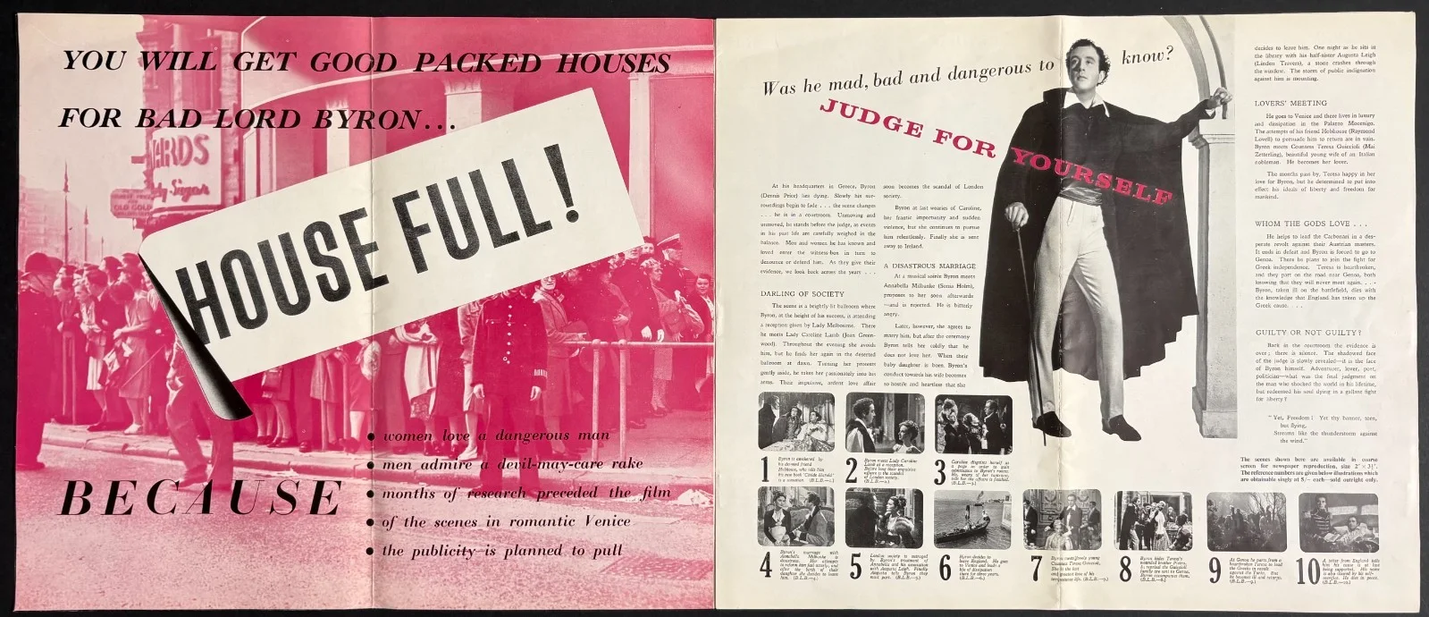 Bad Lord Byron ORIGINAL Film Press Book Dennis Price Joan Greenwood 1949, изображение 2