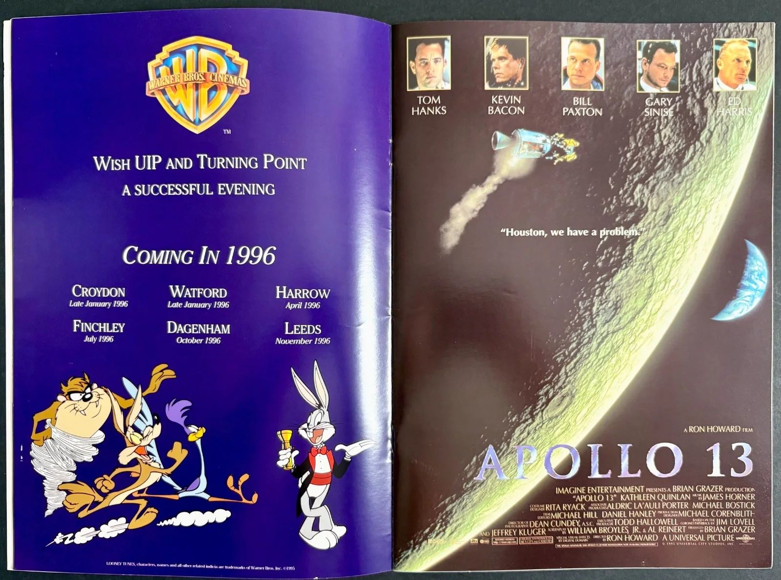 Apollo 13 ORIGINAL UK Gala Charity Premiere Brochure Tom Hanks Ron Howard 1995, image 2