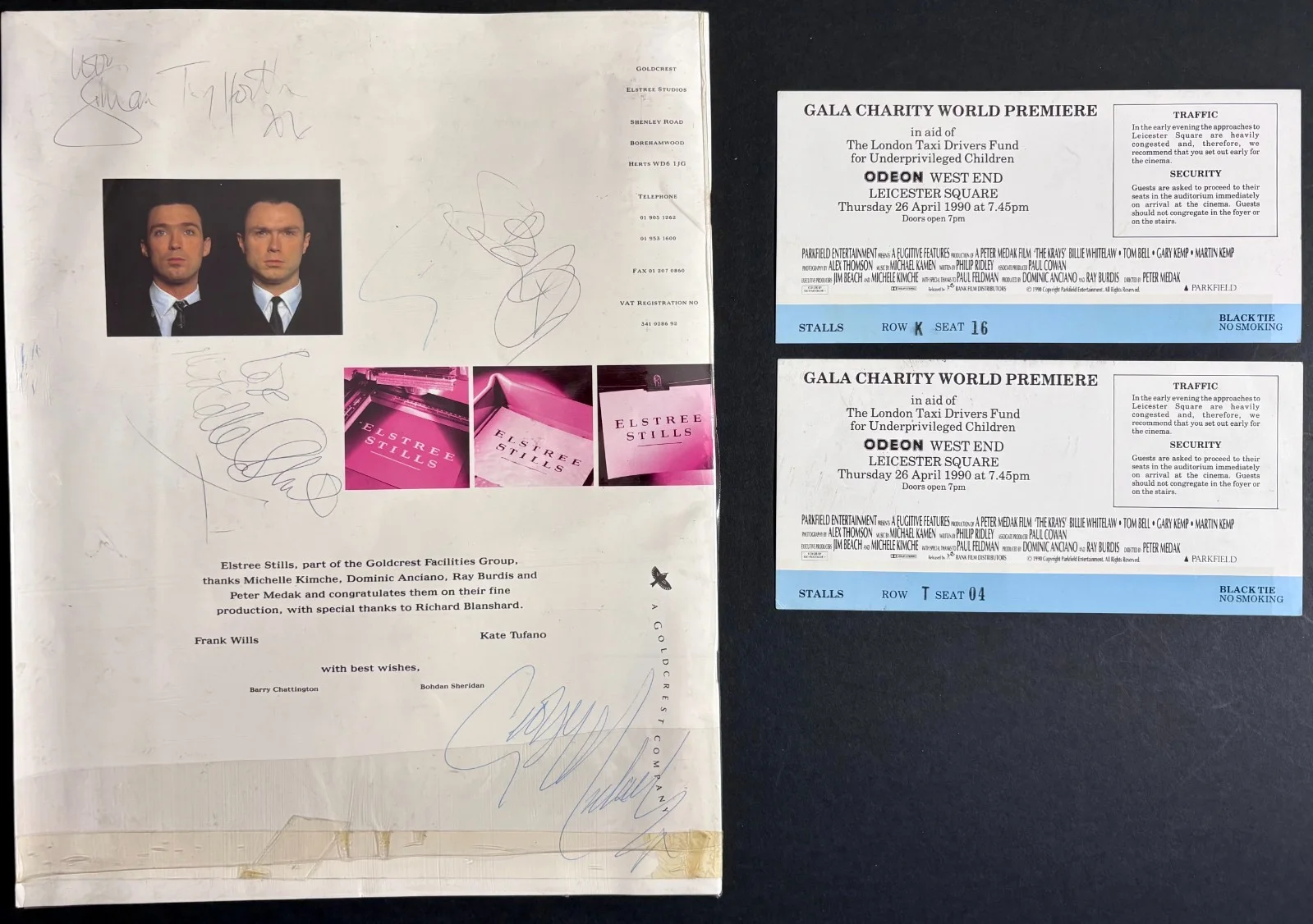 The Krays ORIGINAL UK Charity Premiere Brochure + Tickets Martin Gary Kemp 1990, изображение 2