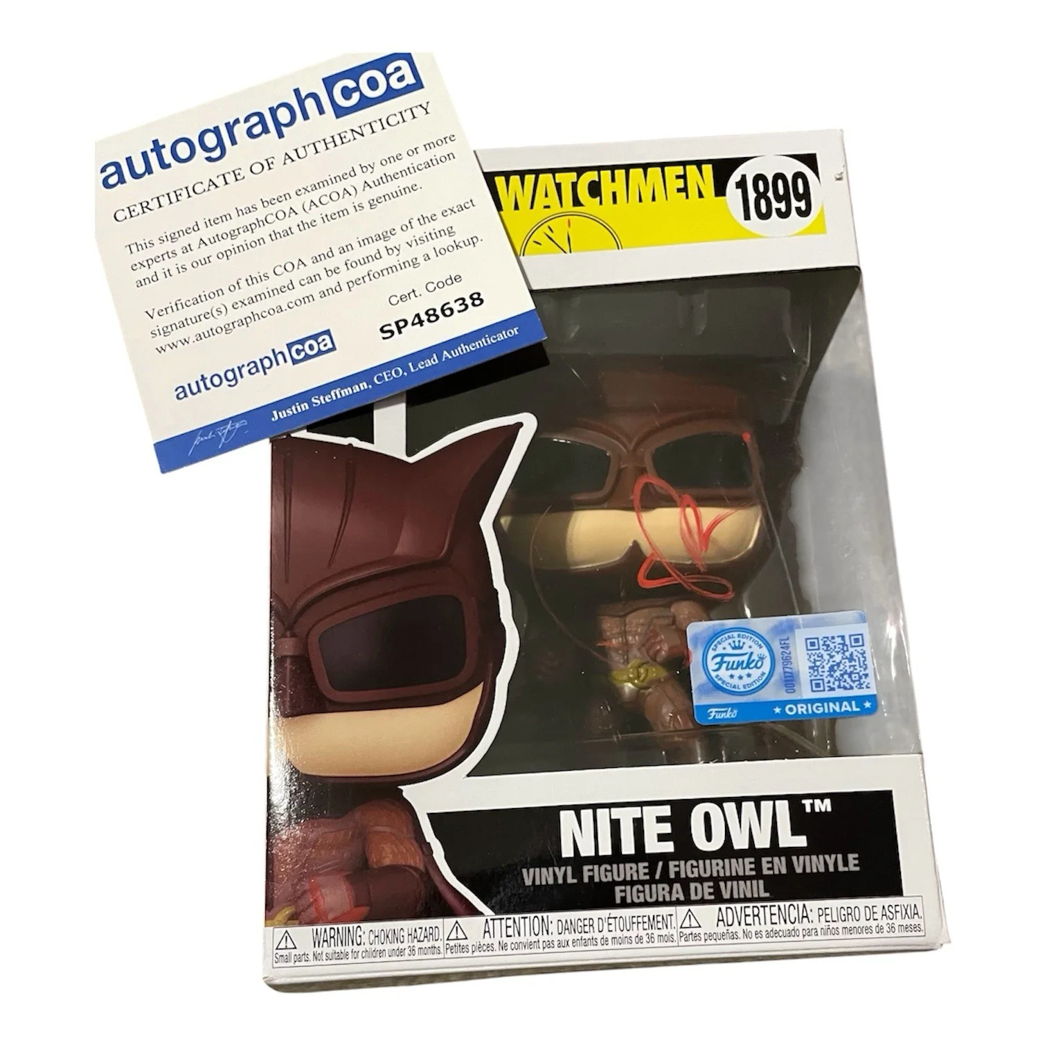 Patrick Wilson Signed Autographed Watchmen Nite Owl Funko Pop 1899 ACOA, изображение 3
