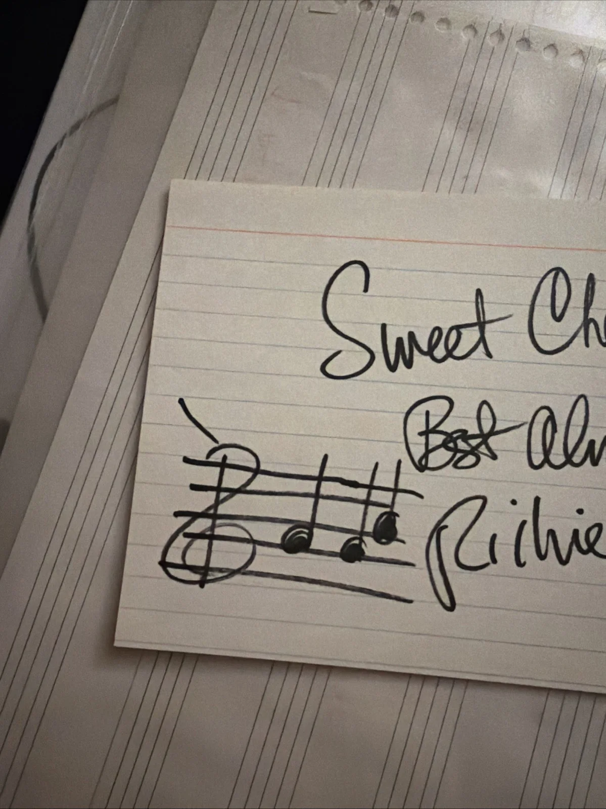 Richie Carass Signed Autograph Index Card w/ Music Notes Inscription, изображение 3