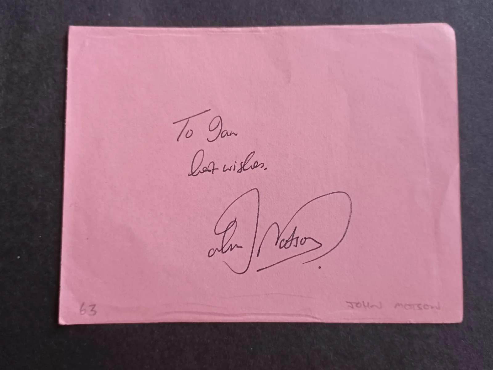Ben Aris (Actor) & John Motson (BBC Football Commentator) Signed Album Page, изображение 2