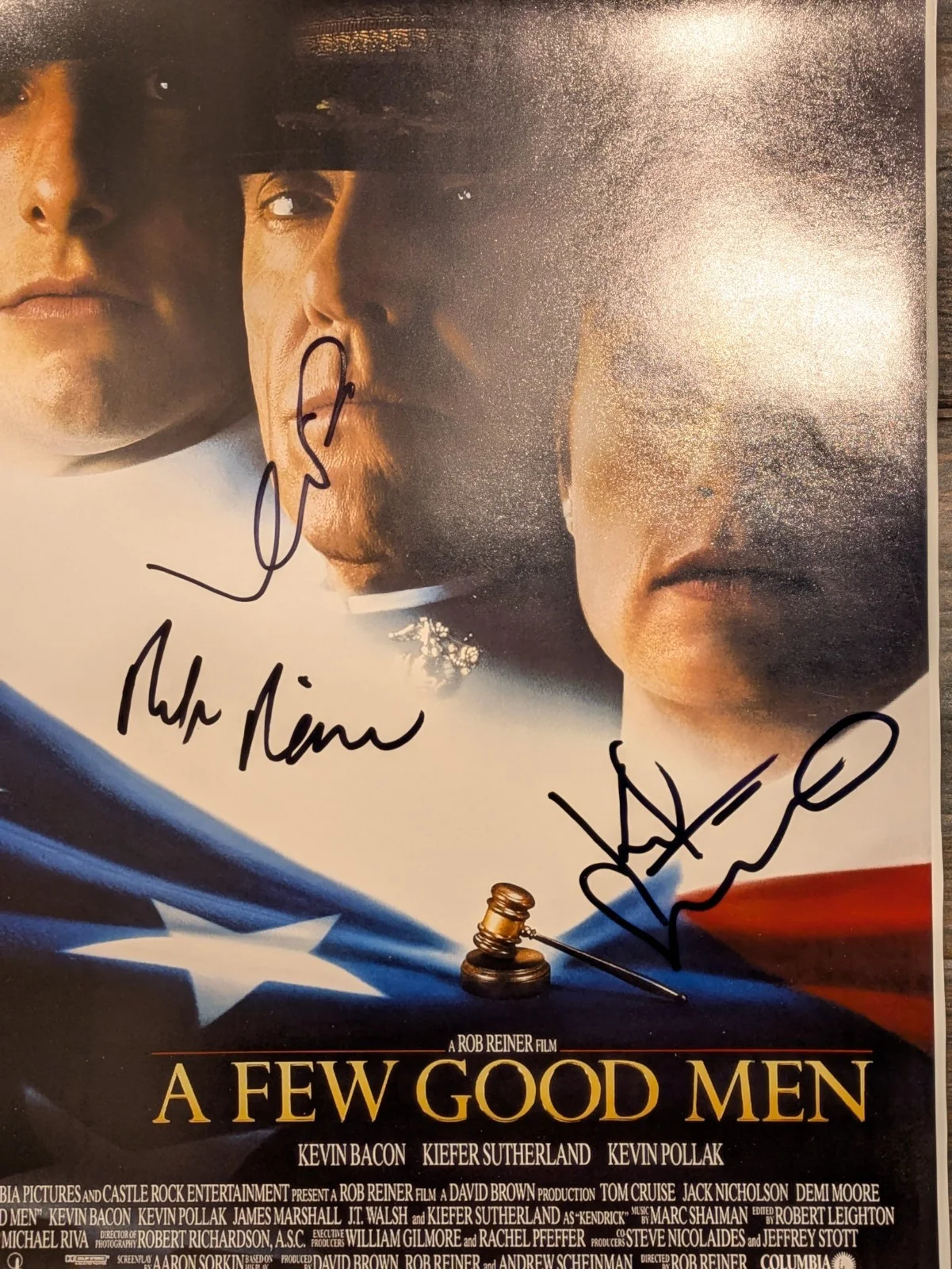 Kevin Bacon Kiefer Sutherland Rob Reiner — Kevin Bacon ROB REINER (Rip) Keifer Sutherland Signed Poster A FEW GOOD MEN, image 2