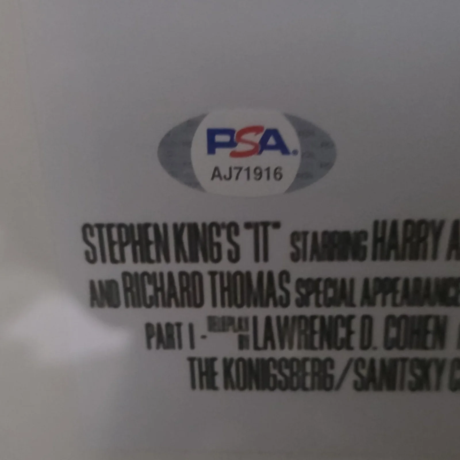 Tim Curry — Stephen King's IT Original Poster Signed by Tim Curry PSA Authenticated 8x10, image 3