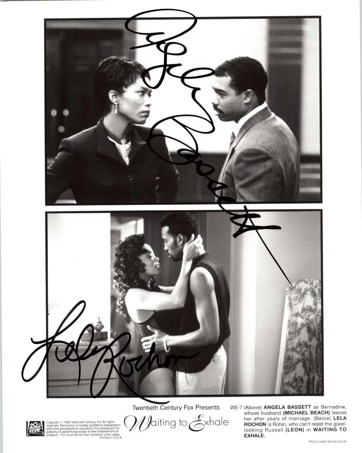 Angela Bassett — Angela Bassett & Lela Rochon Signed Autographed "Waiting to Exhale" 8x10 Photo