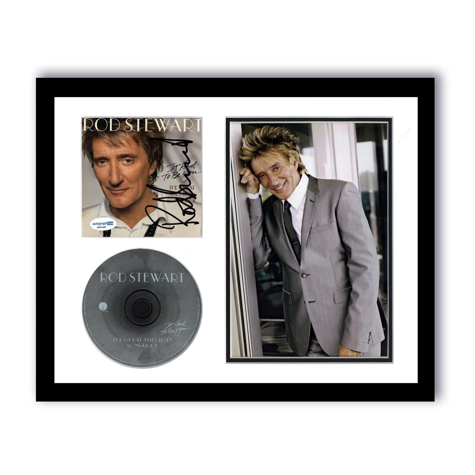 Rod Stewart — Rod Stewart "The Great American Songbook" SIGNED Framed 11x14 CD Display ACOA