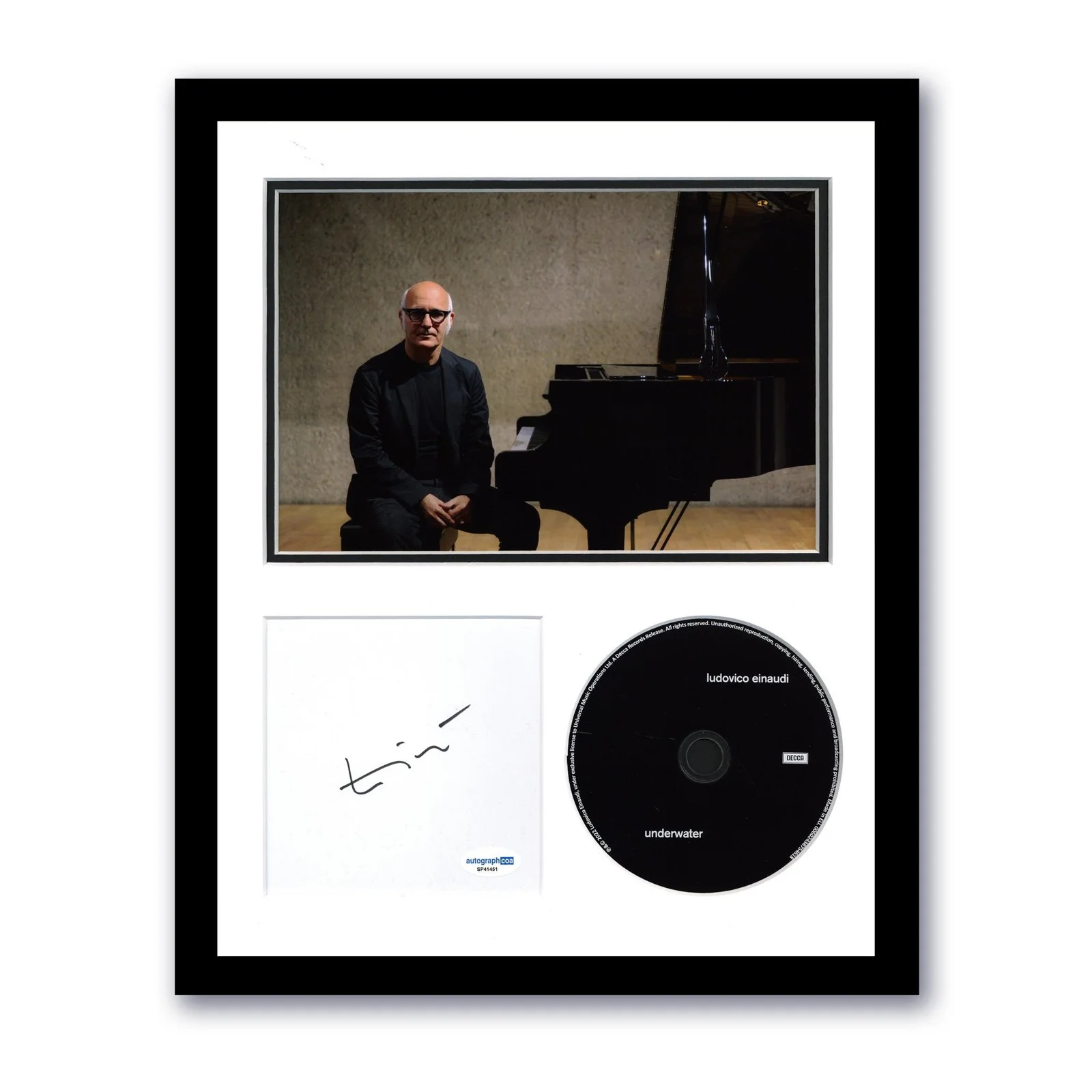 Ludovico Einaudi — Ludovico Einaudi "Underwater" AUTOGRAPH Signed Framed 11x14 CD Display ACOA