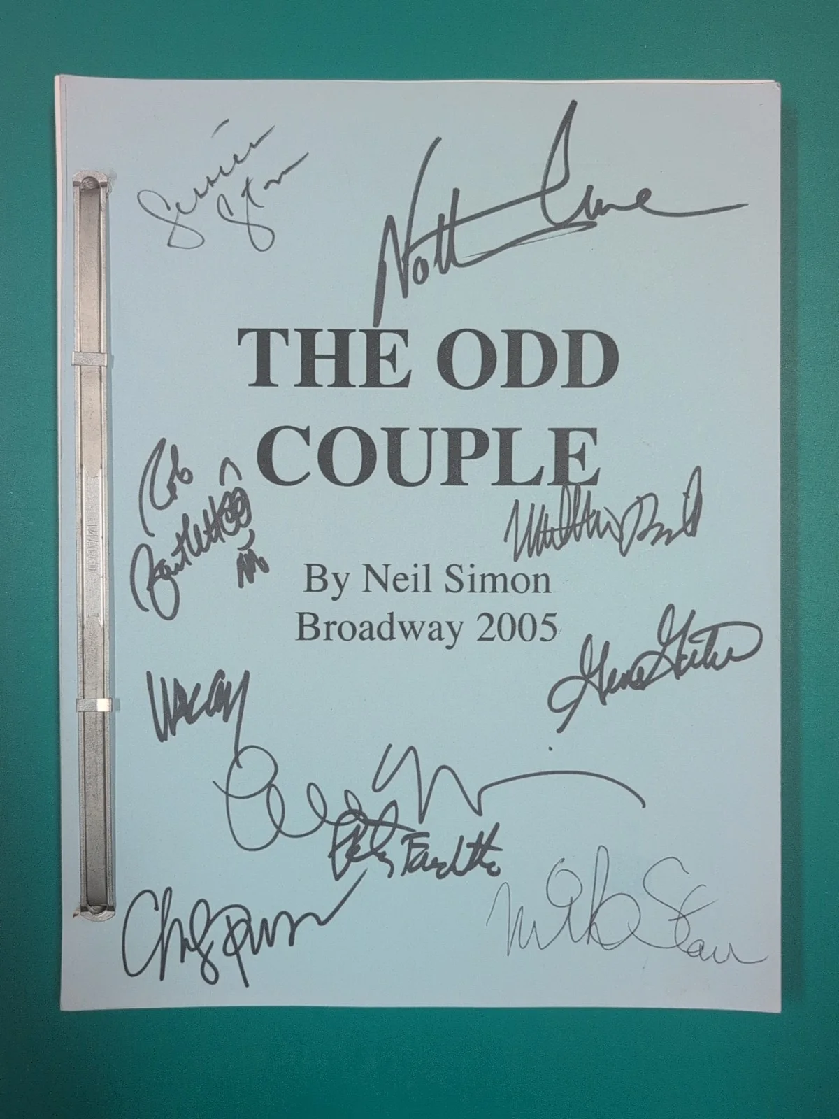 Matthew Broderick, Nathan Lane — The Odd Couple Cast Signed Broadway Script Matthew Broderick Nathan Lane +8 More