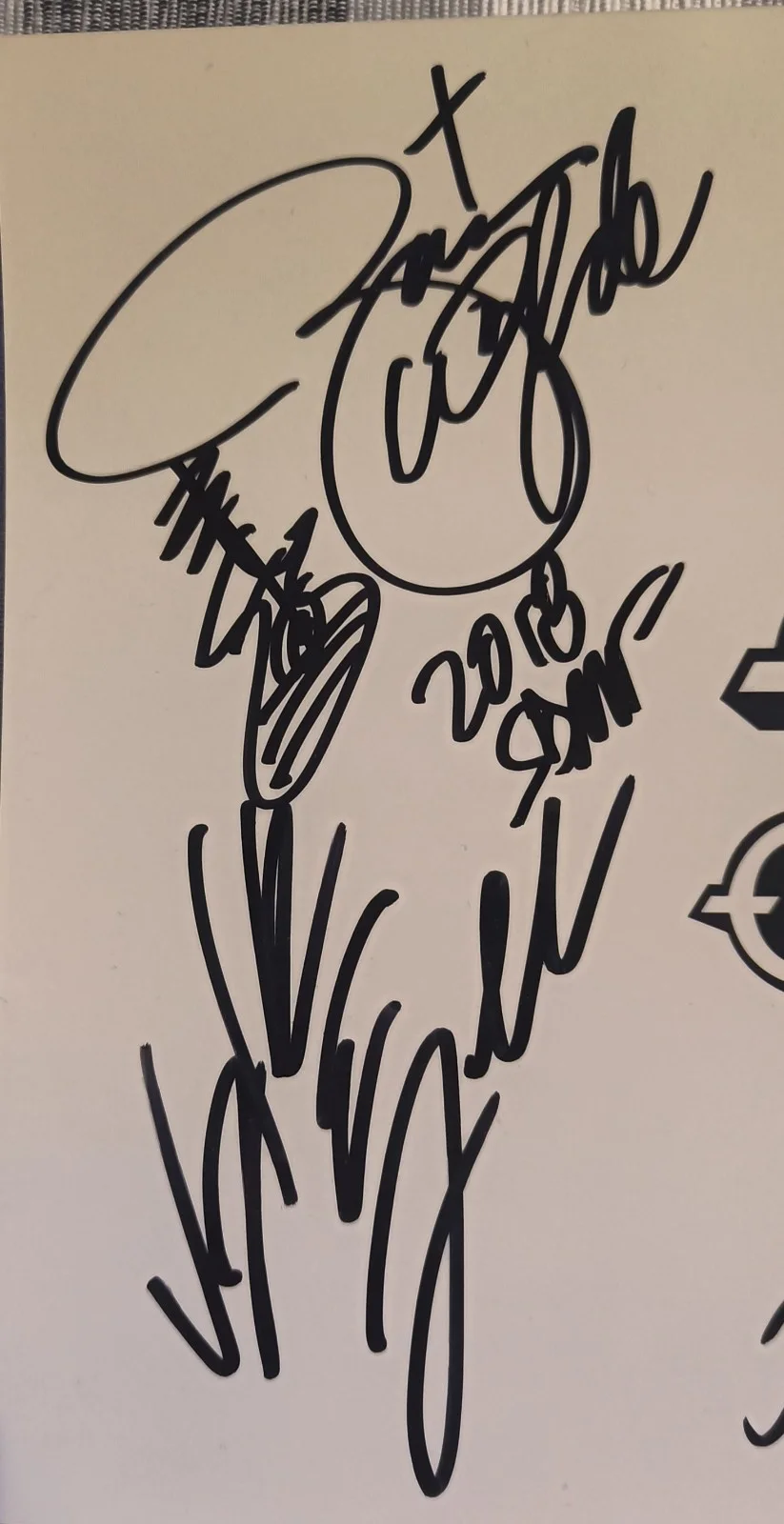 Signed Ozzy Osbourne logo photograph by 7 musicians,Jake E Lee,Wylde,Kerslake, image 2