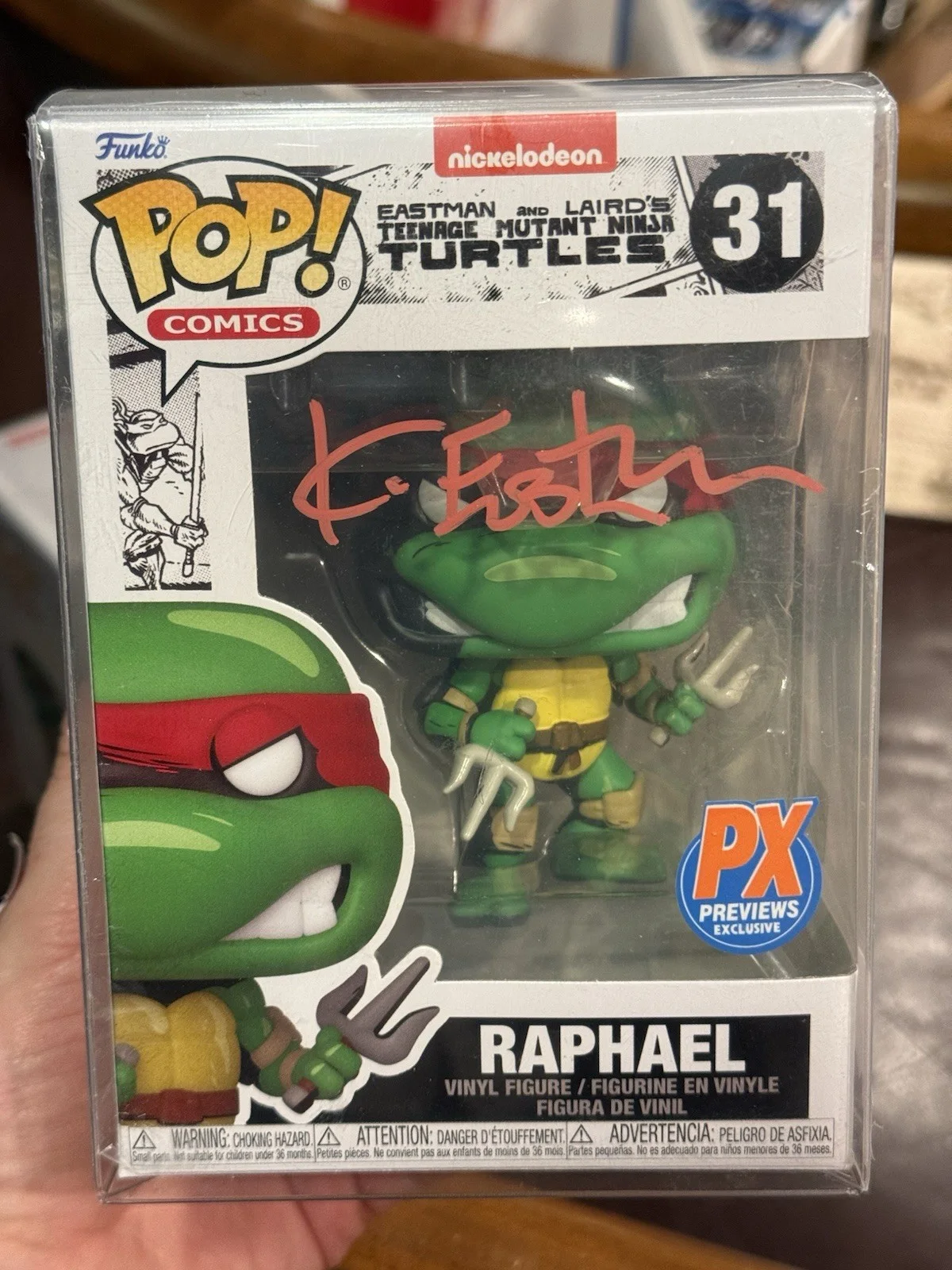 Kevin Eastman — Kevin Eastman Signed Funko Pop 31 Raphael TMNT Eastman & Laird's Pristine COA