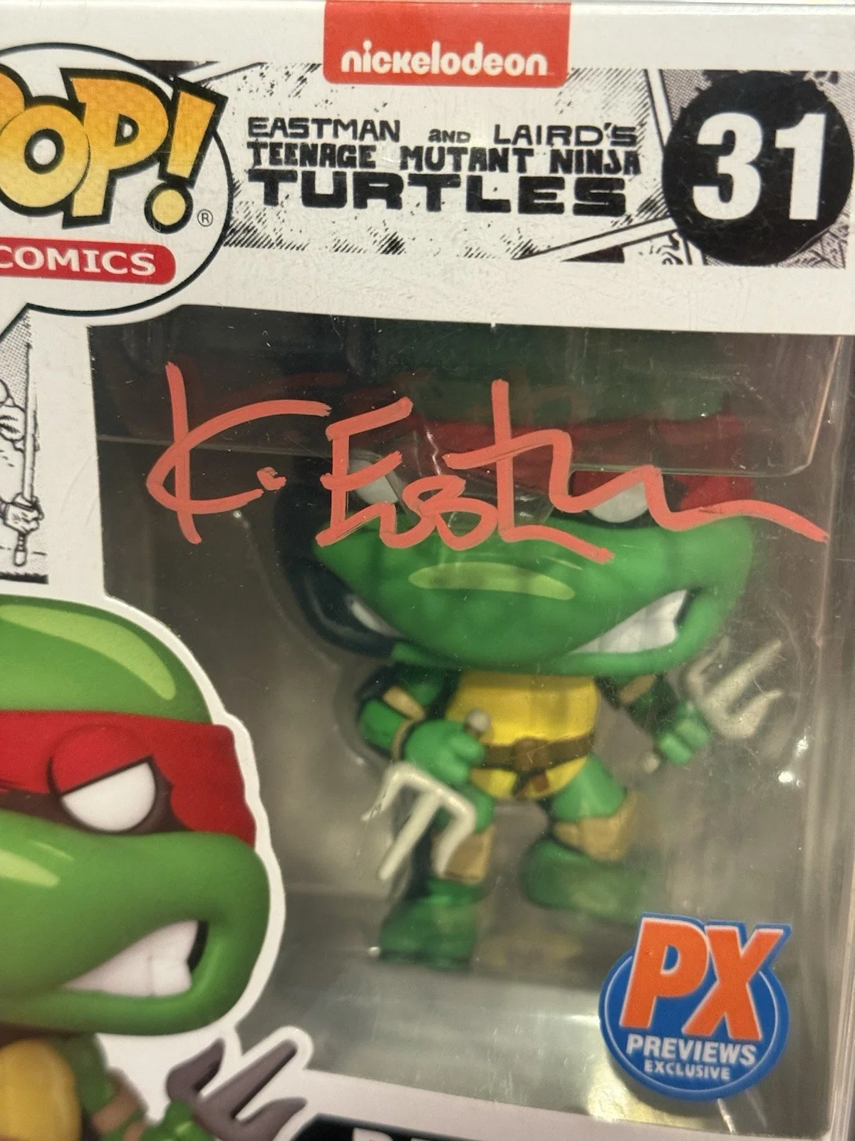 Kevin Eastman — Kevin Eastman Signed Funko Pop 31 Raphael TMNT Eastman & Laird's Pristine COA, image 2
