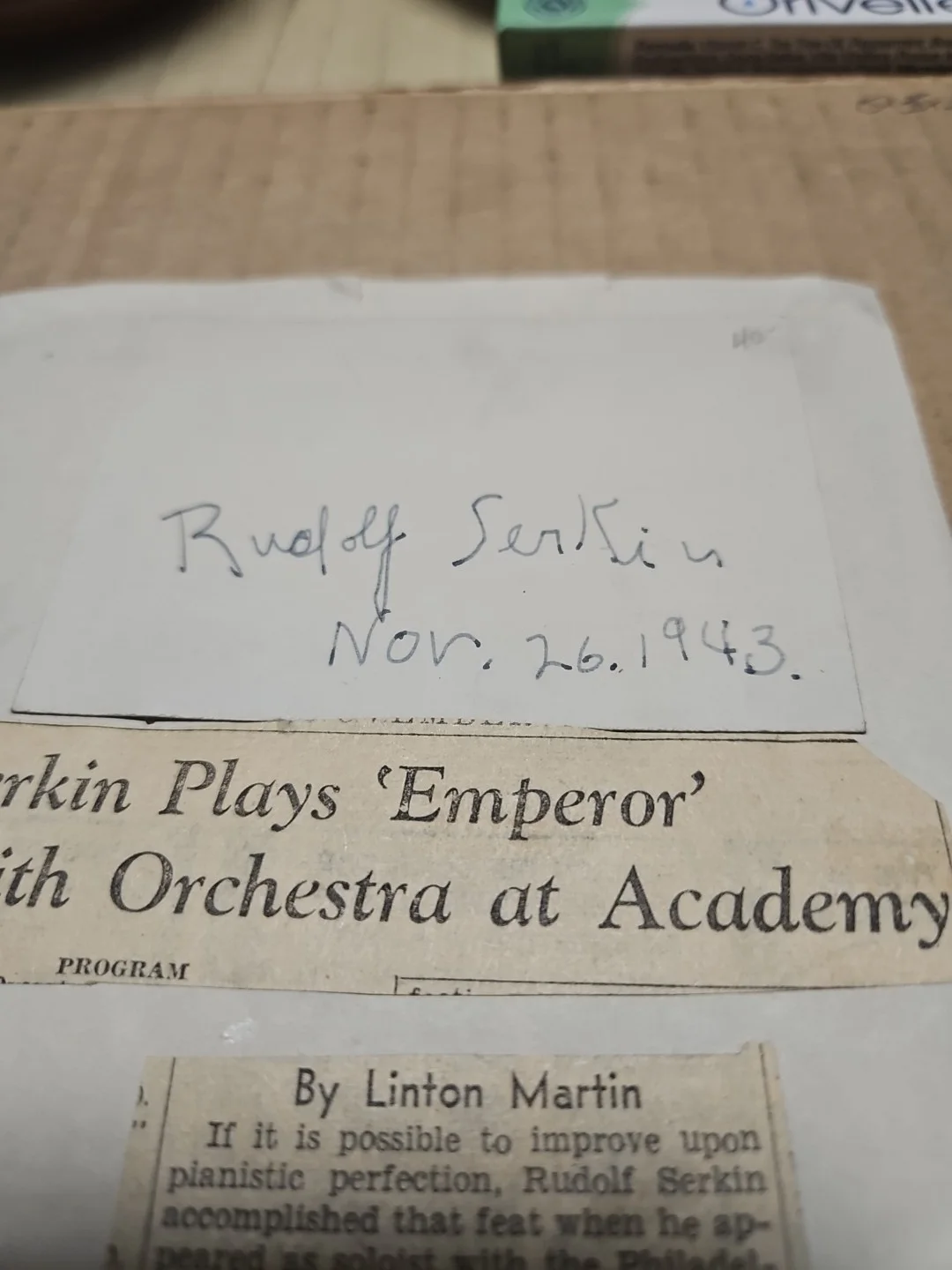 Rudolf Serkin Signed Card W/ Article. Austrian-American Pianist, image 2