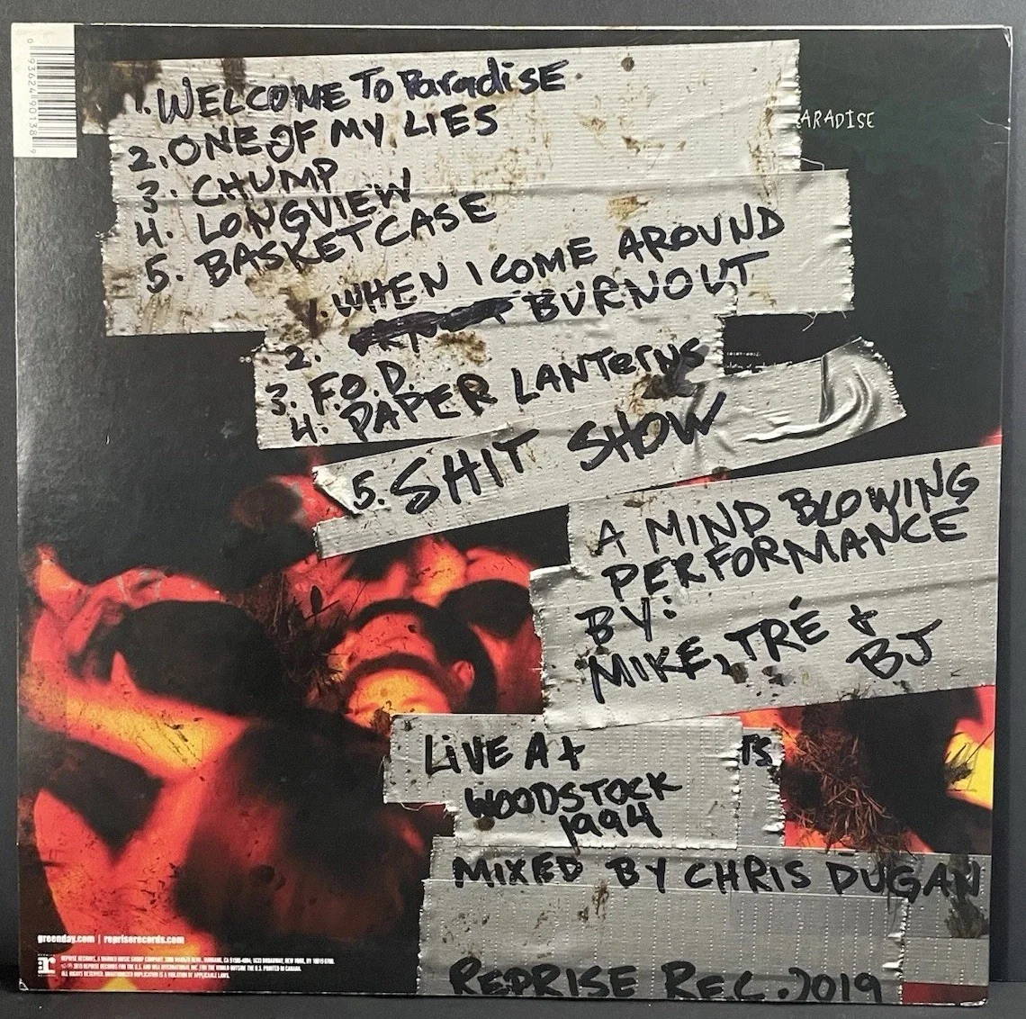 Tre Cool Signed Green Day Live Dookie Woodstock 1994 Album Vinyl Record, изображение 3