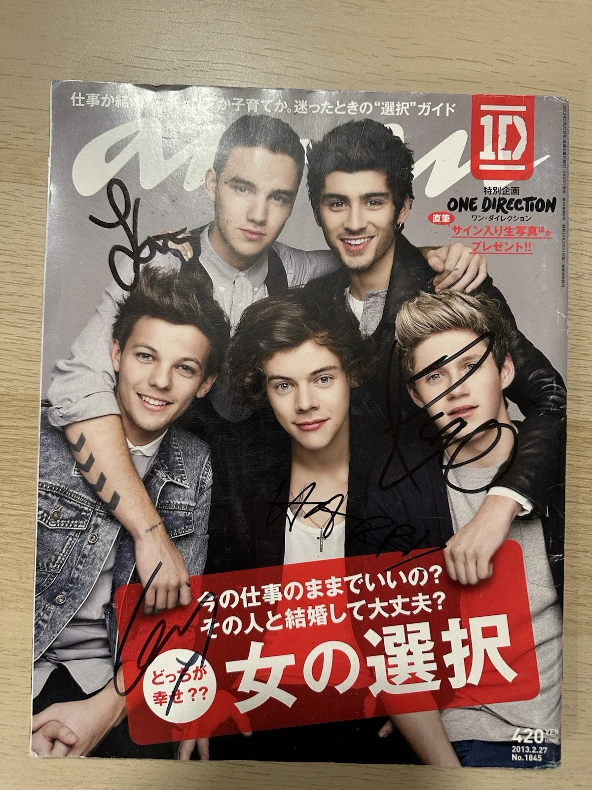 One Direction 1D signed Magazine Harry Styles Zayn Malik Niall Horan Louis T, image 3