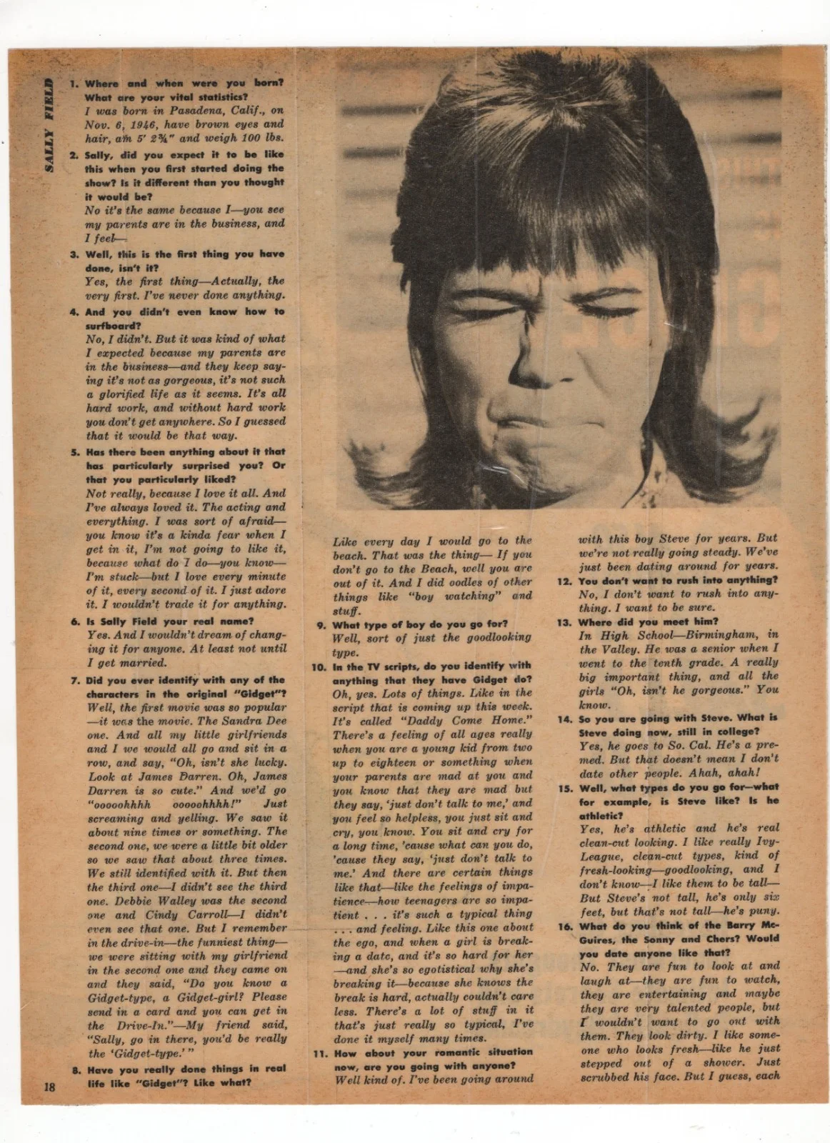 Actress Sally Field 8x10.5 Signed Autographed Gidget Flying Nun Interview Page, image 2