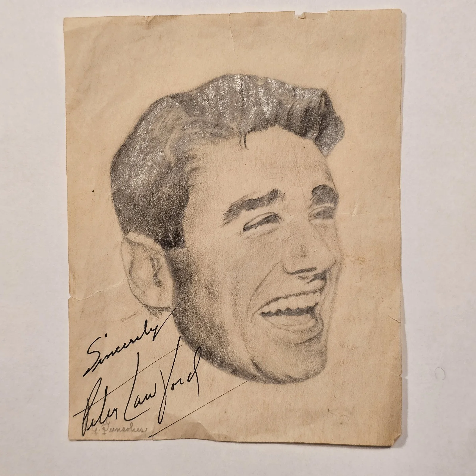 E. Gonsalves — Authentic Signed Peter Lawford Portrait Pencil Hand Drawn, image 2