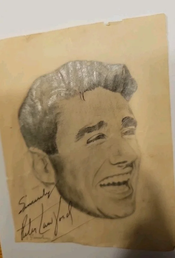 E. Gonsalves — Authentic Signed Peter Lawford Portrait Pencil Hand Drawn, image 4