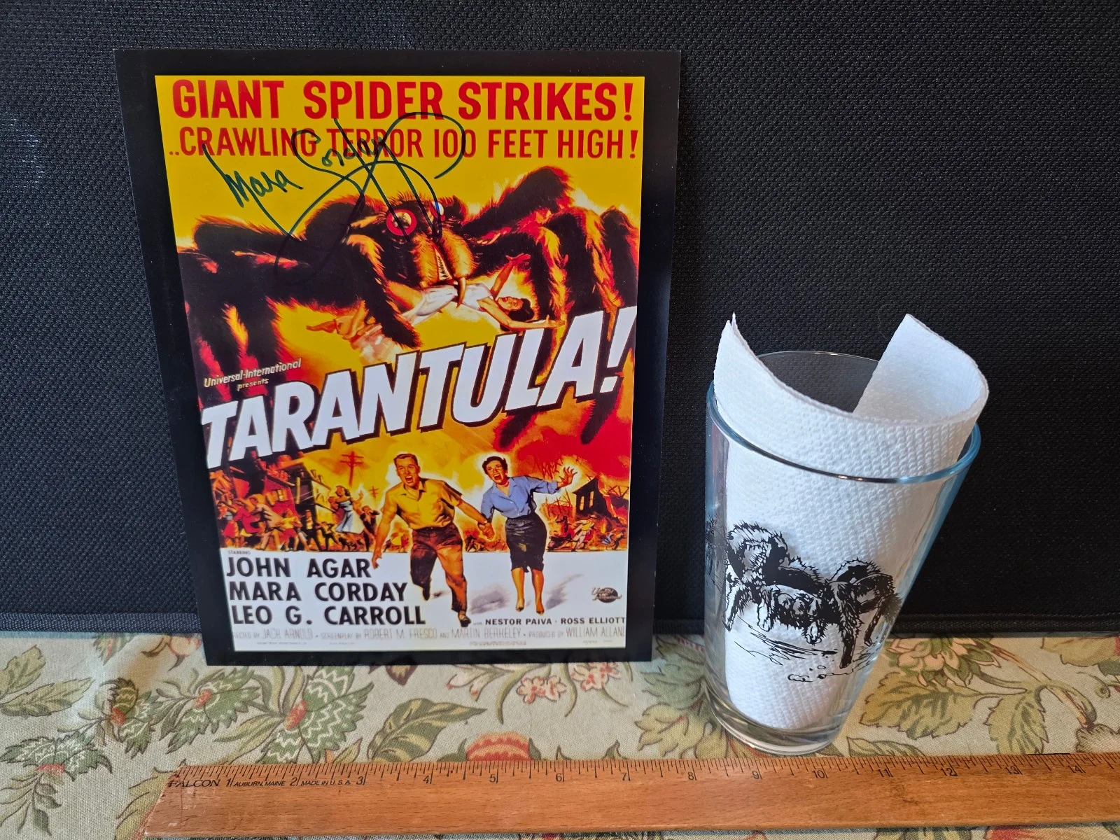 Mara Corday — Vintage Signed Mara Corday Tarantula Sci Fi Movie Ad Print 8x10 1955 with Glass