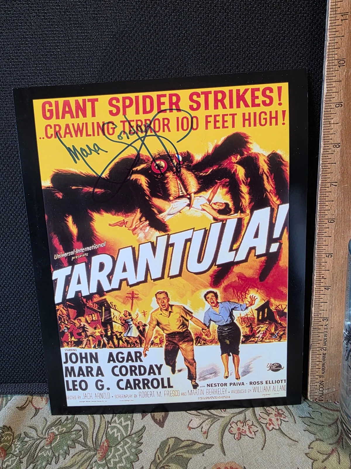 Mara Corday — Vintage Signed Mara Corday Tarantula Sci Fi Movie Ad Print 8x10 1955 with Glass, изображение 2