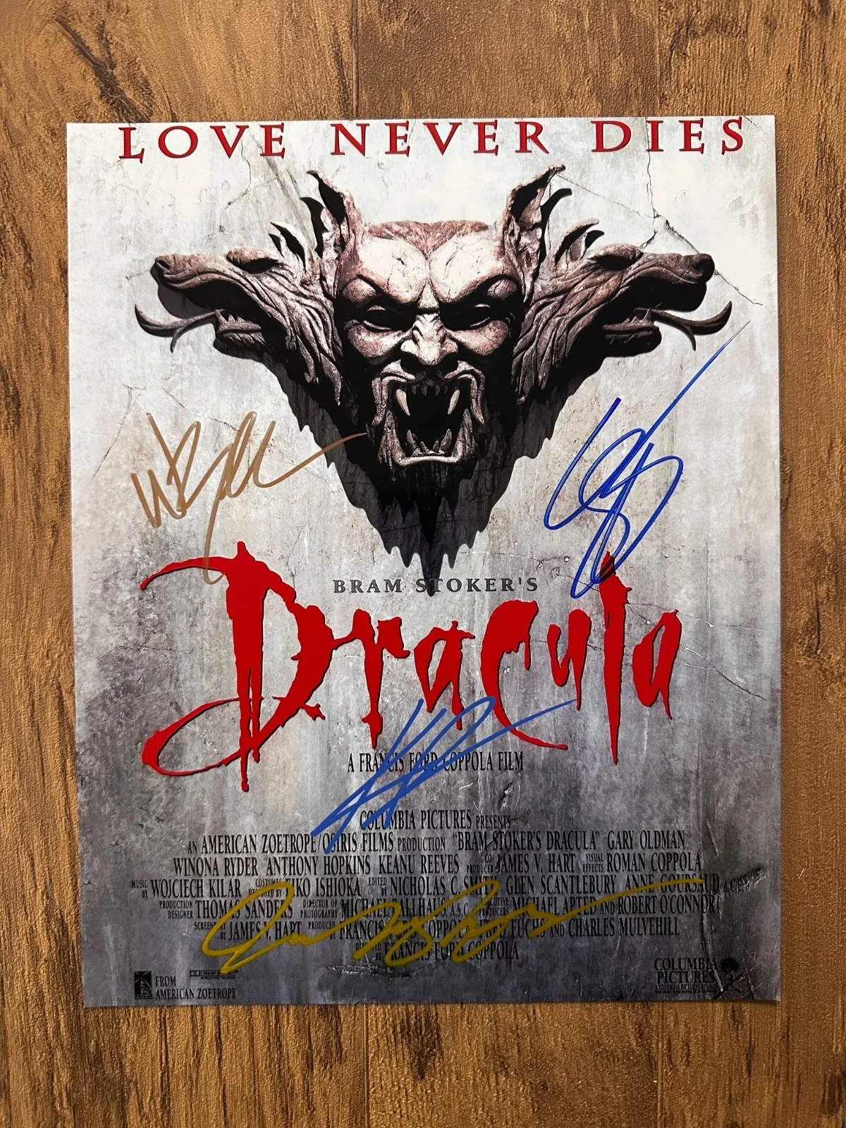 Gary Oldman, Keanu Reeves, Anthony Hopkins, Winona Ryder — Dracula – Signed 8×10 Movie Photo
