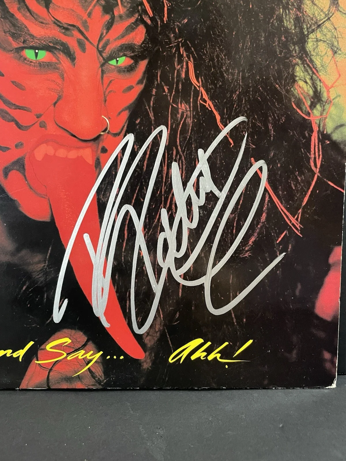 Poison Bret Michaels Rikki Rockett Signed x2 Open Up And Say Ah Vinyl Record LP, image 2