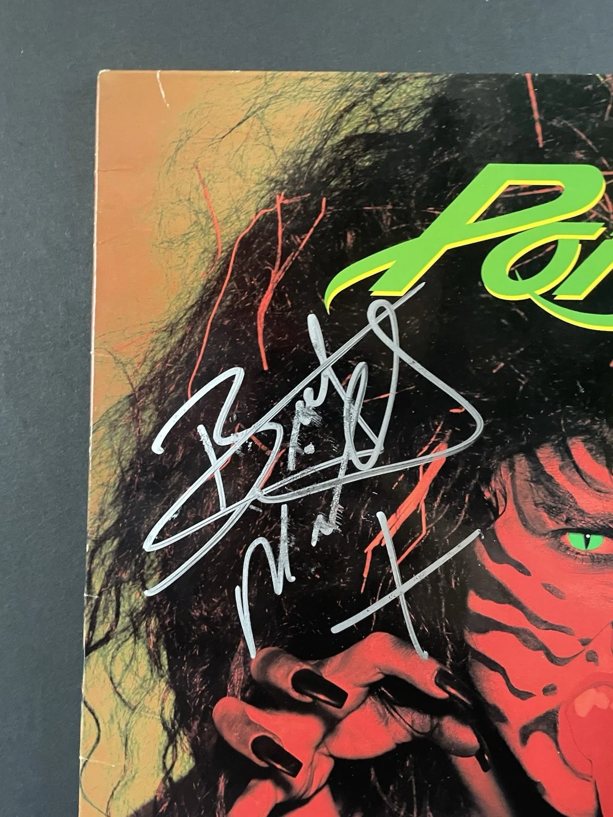 Poison Bret Michaels Rikki Rockett Signed x2 Open Up And Say Ah Vinyl Record LP, image 3