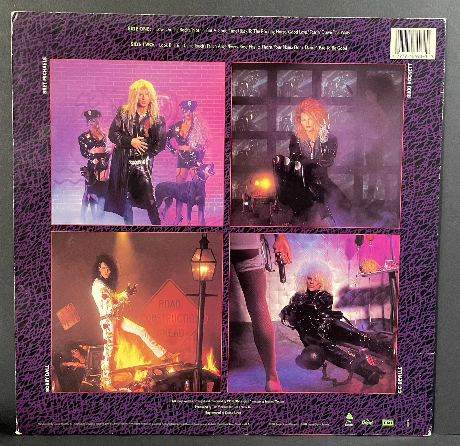 Poison Bret Michaels Rikki Rockett Signed x2 Open Up And Say Ah Vinyl Record LP, image 4