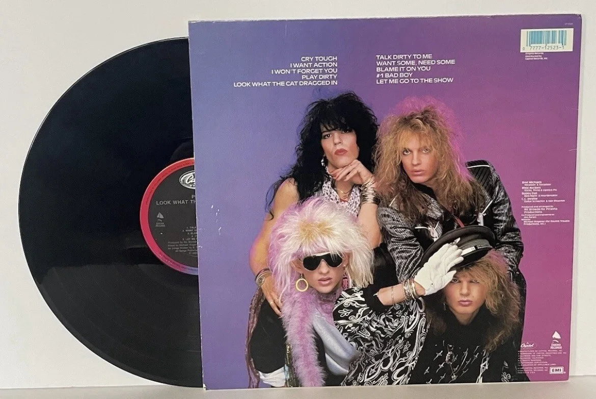 Poison Bret Michaels Rockett Signed x2 Look What The Cat Dragged In Vinyl Record, image 2