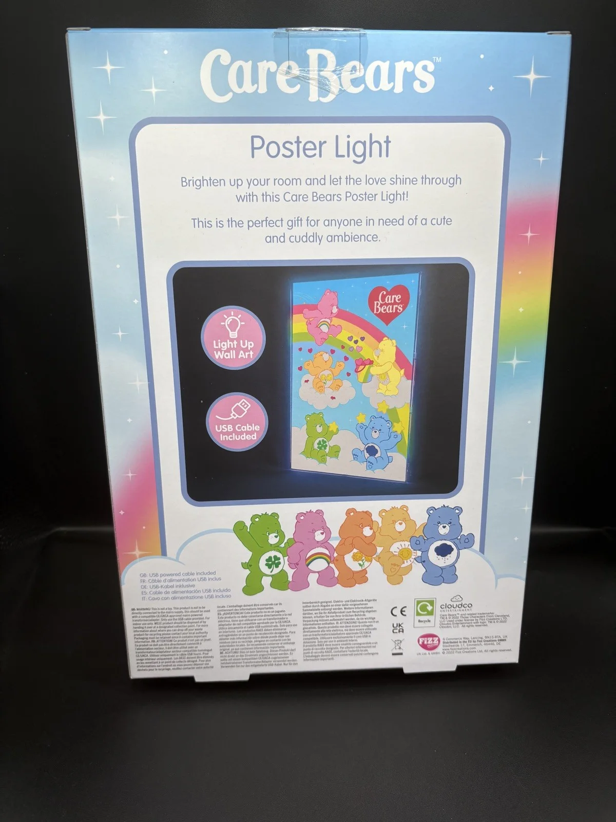 Official Care Bears Rainbow Poster Light USB Wall or Freestanding Night Light, image 2