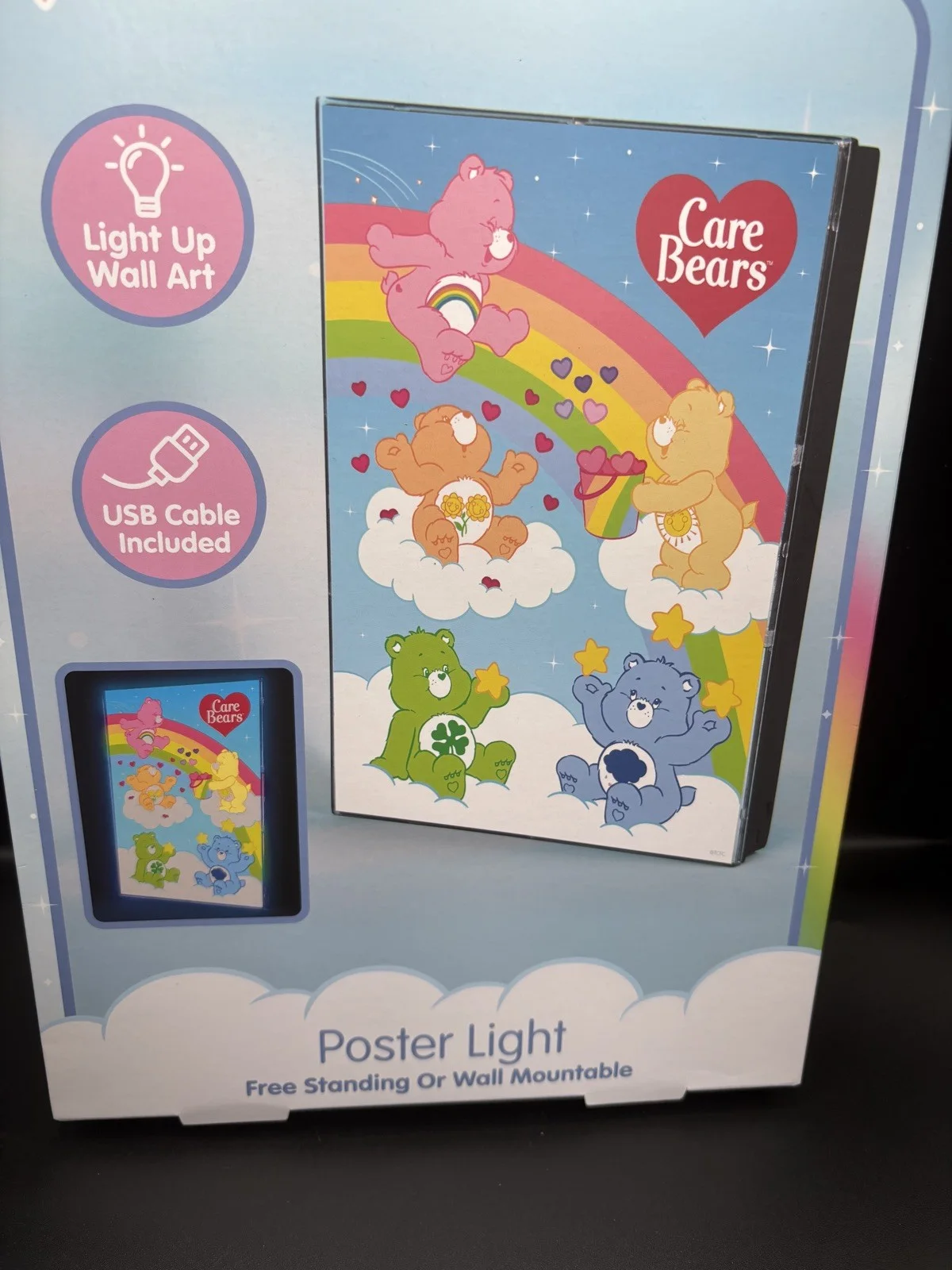 Official Care Bears Rainbow Poster Light USB Wall or Freestanding Night Light, image 3