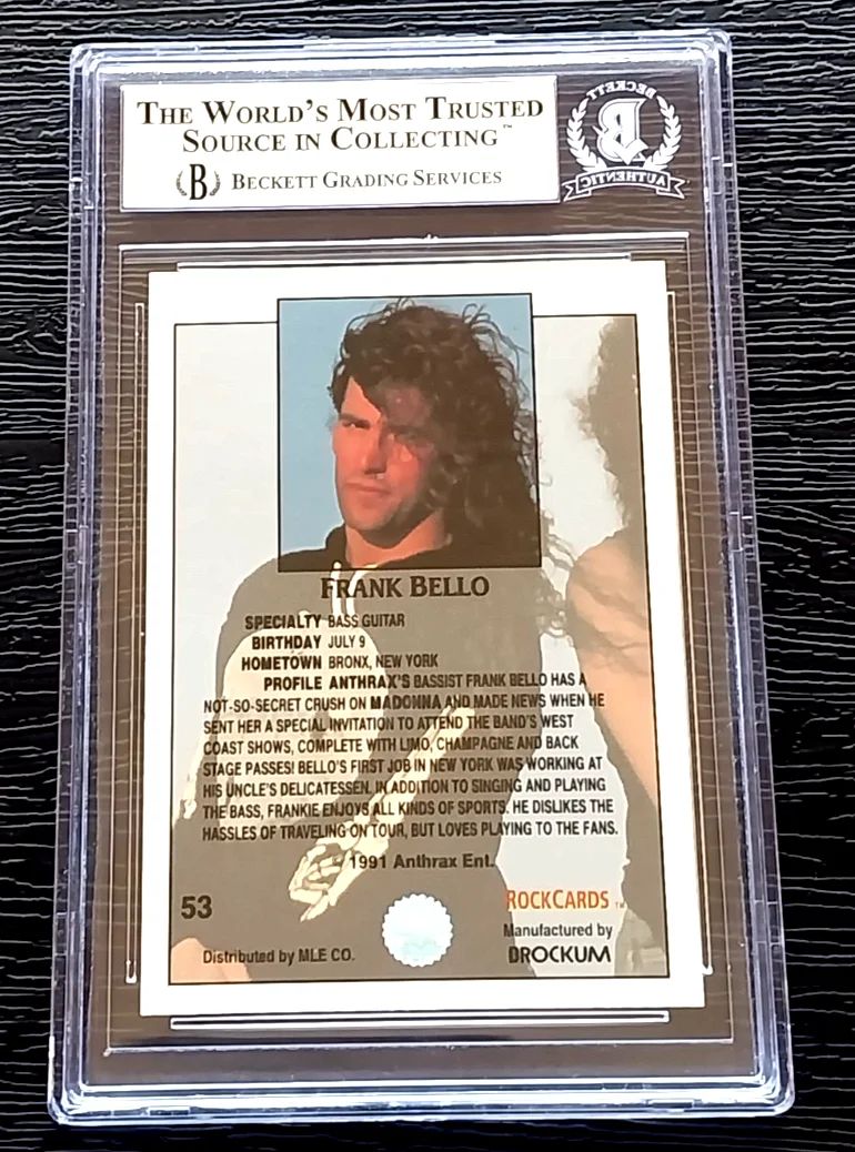 FRANK BELLO ANTHRAX BASSIST AUTOGRAPHED SIGNED 1991 ROCK CARDS CARD BAS BECKETT, image 4
