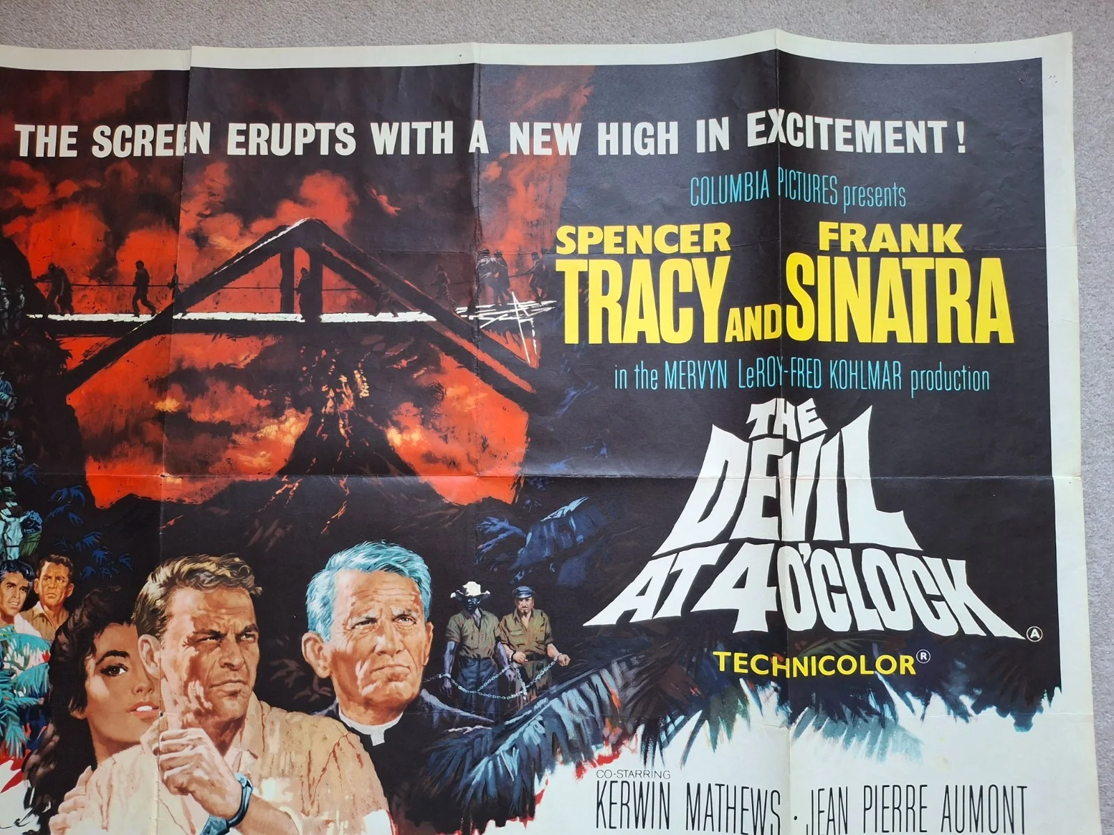 The Devil At 4 O'Clock Original Film Cinema Movie Quad Poster Sinatra and Tracy, изображение 4