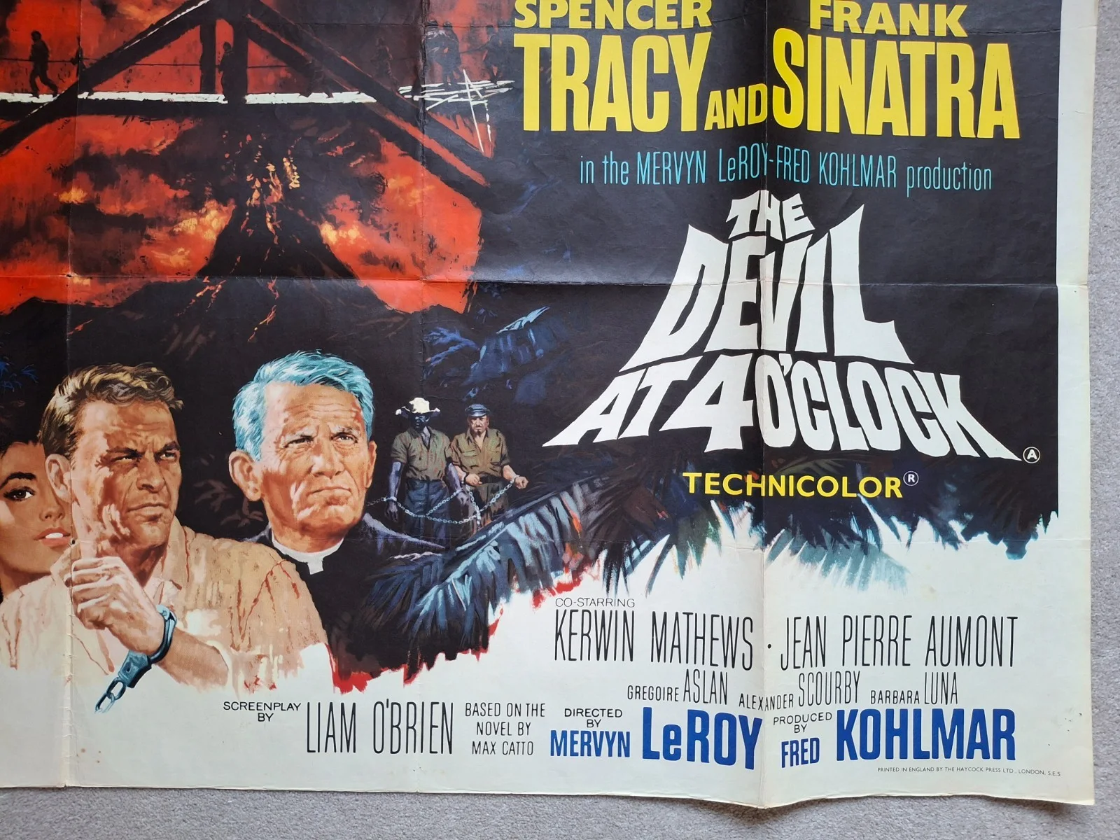 The Devil At 4 O'Clock Original Film Cinema Movie Quad Poster Sinatra and Tracy, изображение 5