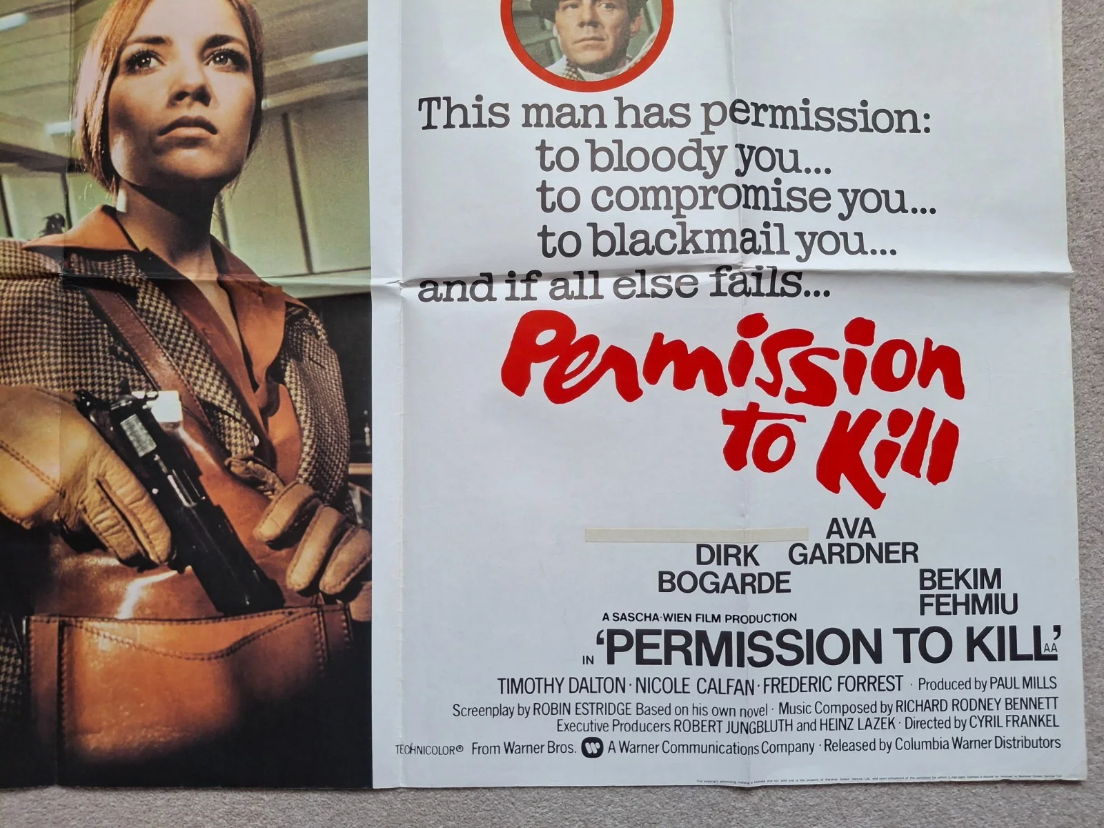Permission To Kill Original Film Cinema Movie Quad Poster Dirk Bogarde, изображение 4