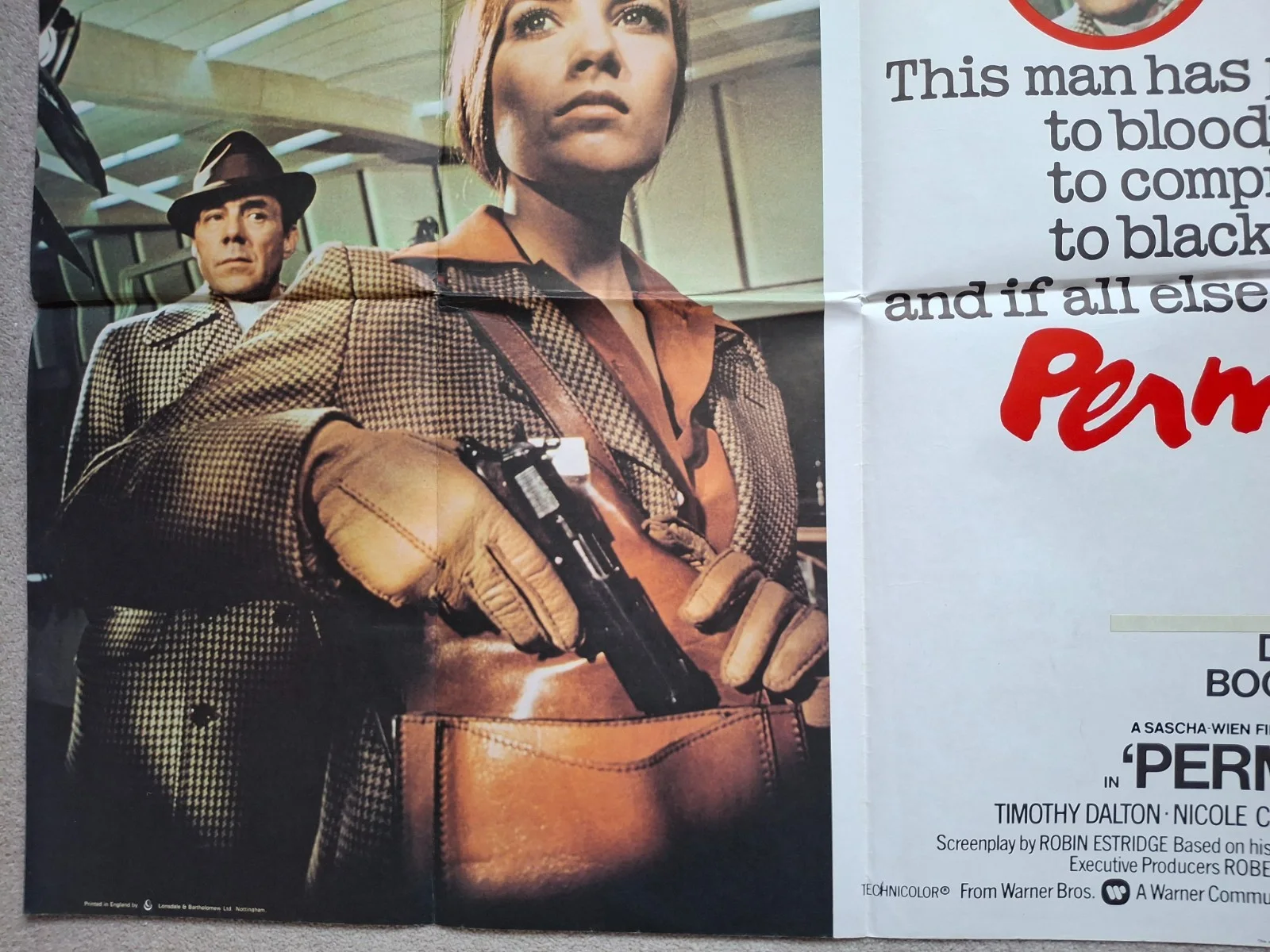 Permission To Kill Original Film Cinema Movie Quad Poster Dirk Bogarde, изображение 5