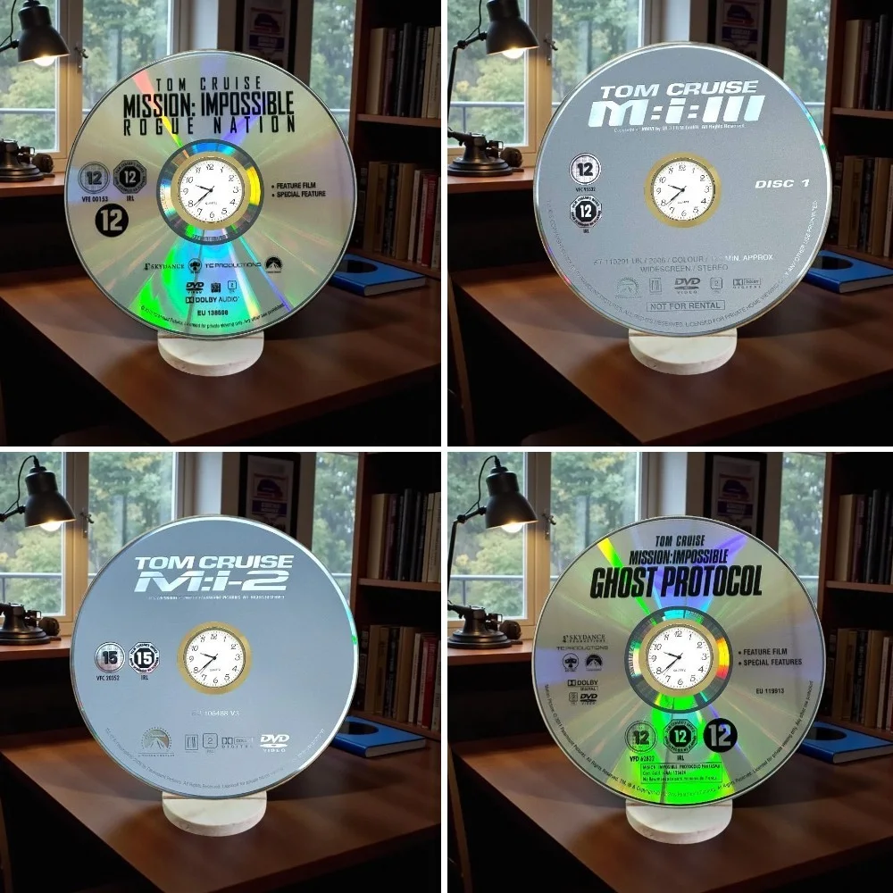 Mission Impossible DVD Clock - Handmade Wooden Stand, Upcycled Novelty Decor, изображение 5