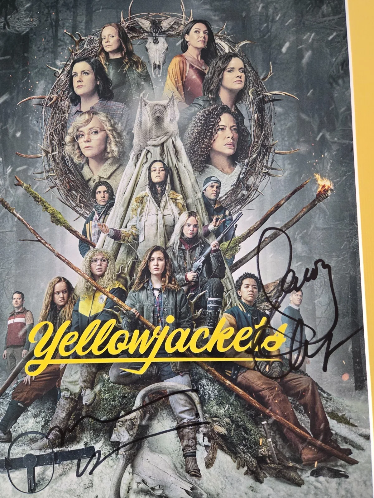 Yellowjackets Cast Signed Poster Framed 16x20 ACOA Melanie Lynskey Tawny Cypress, image 2