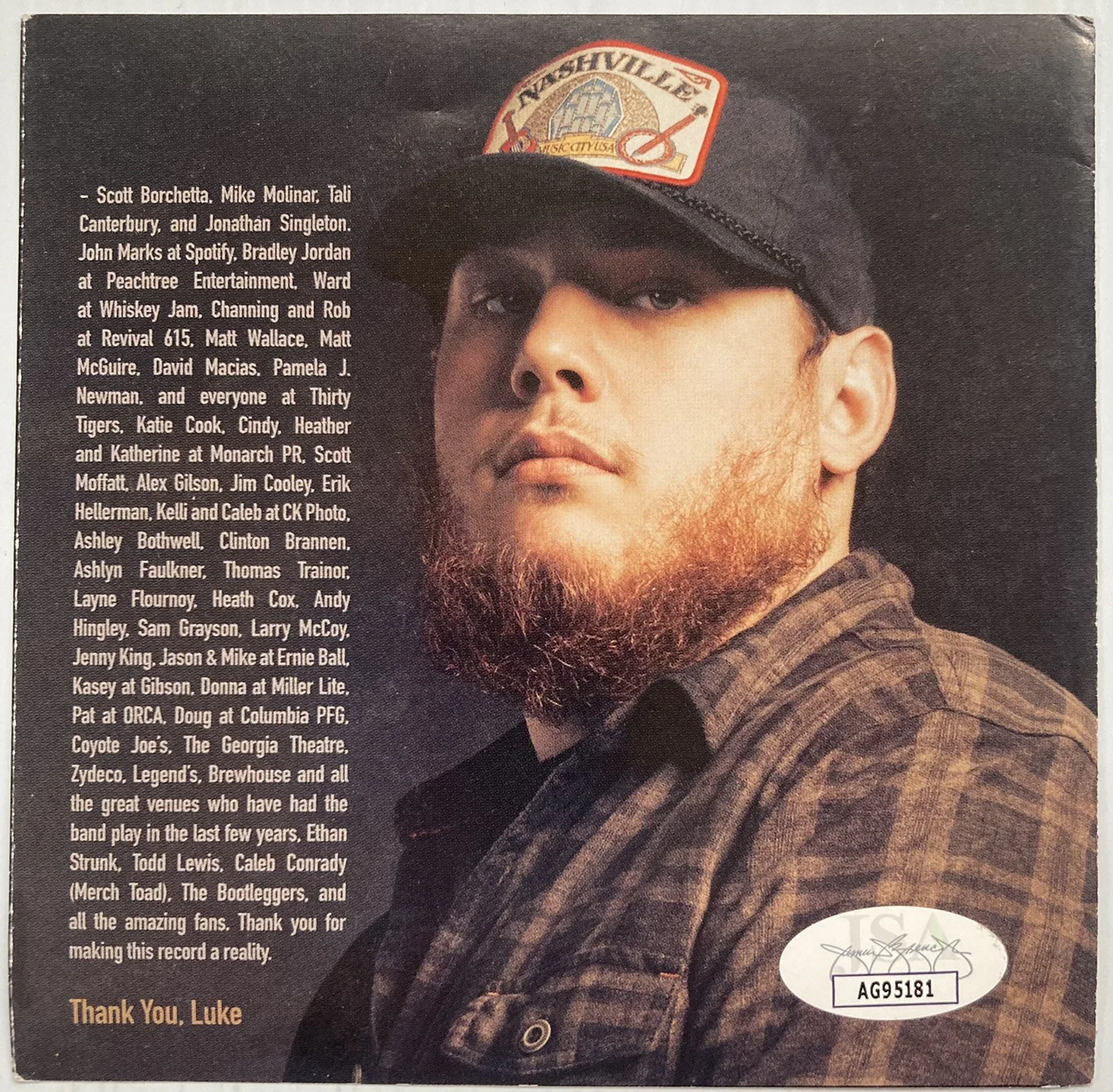 Luke Combs Signed Autograph This One’s For You CD Booklet - JSA - FREE S&H!, изображение 4