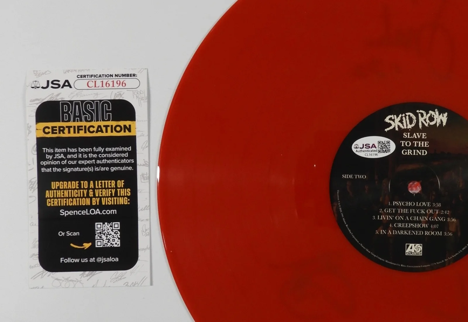 Skid Row JSA Signed Autograph Record Vinyl Slave To The Grind, image 3