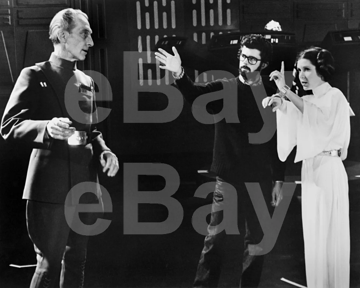 Star Wars (1977) Peter Cushing, George Lucas, Carrie Fisher 16x12 Photo Poster, изображение 4