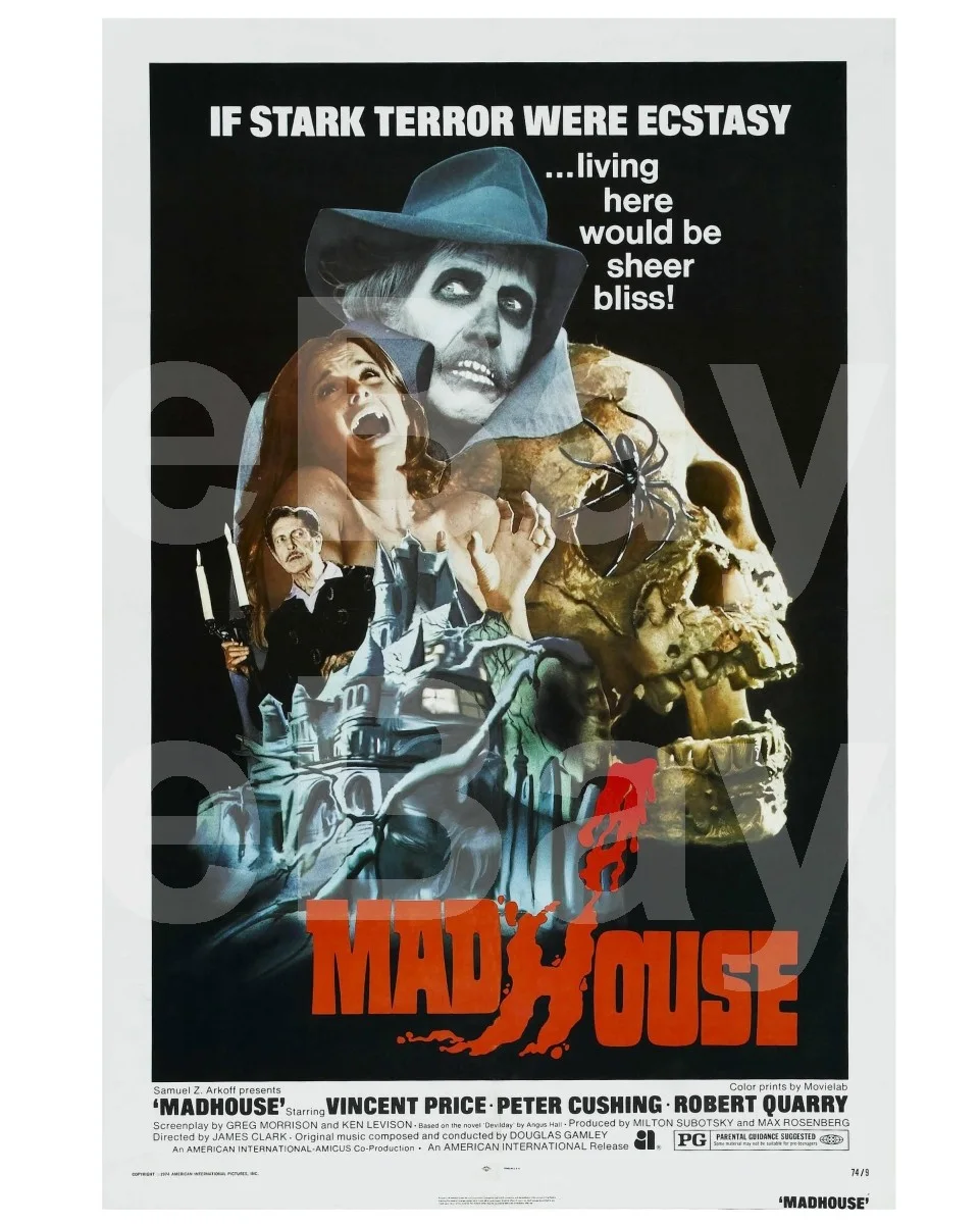 Madhouse (1974) Poster Vincent Price, Peter Cushing, Linda Hayden 16x12 Photo, изображение 4