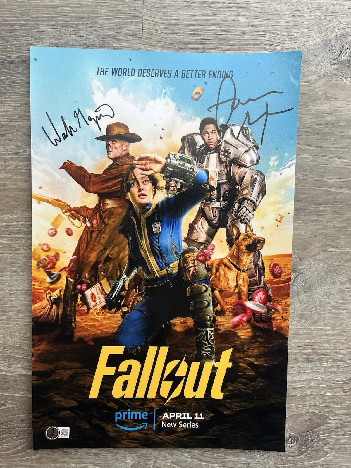 Walton Goggins — Walton Goggins Aaron Moten Signed Fallout 11x17 Photo Beckett COA Ghoul Maximus, изображение 2