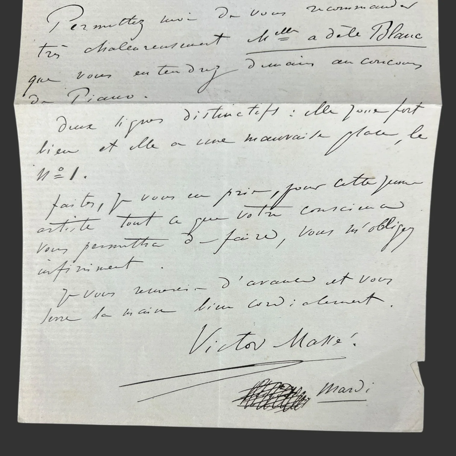 French Composer Opera Victor Massé Signed Autograph Letter, 19th C., image 2