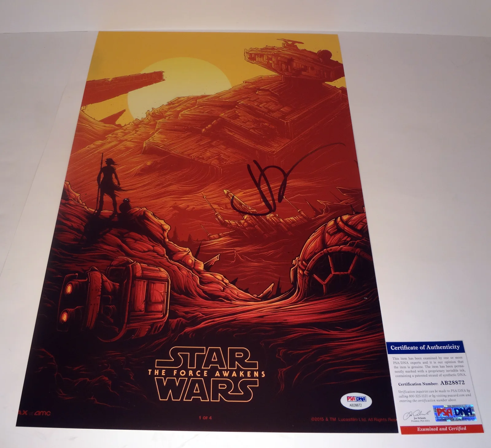 JJ Abrams — JJ Abrams Signed Autograph Star Wars The Force Awakens Movie Poster PSA/DNA COA
