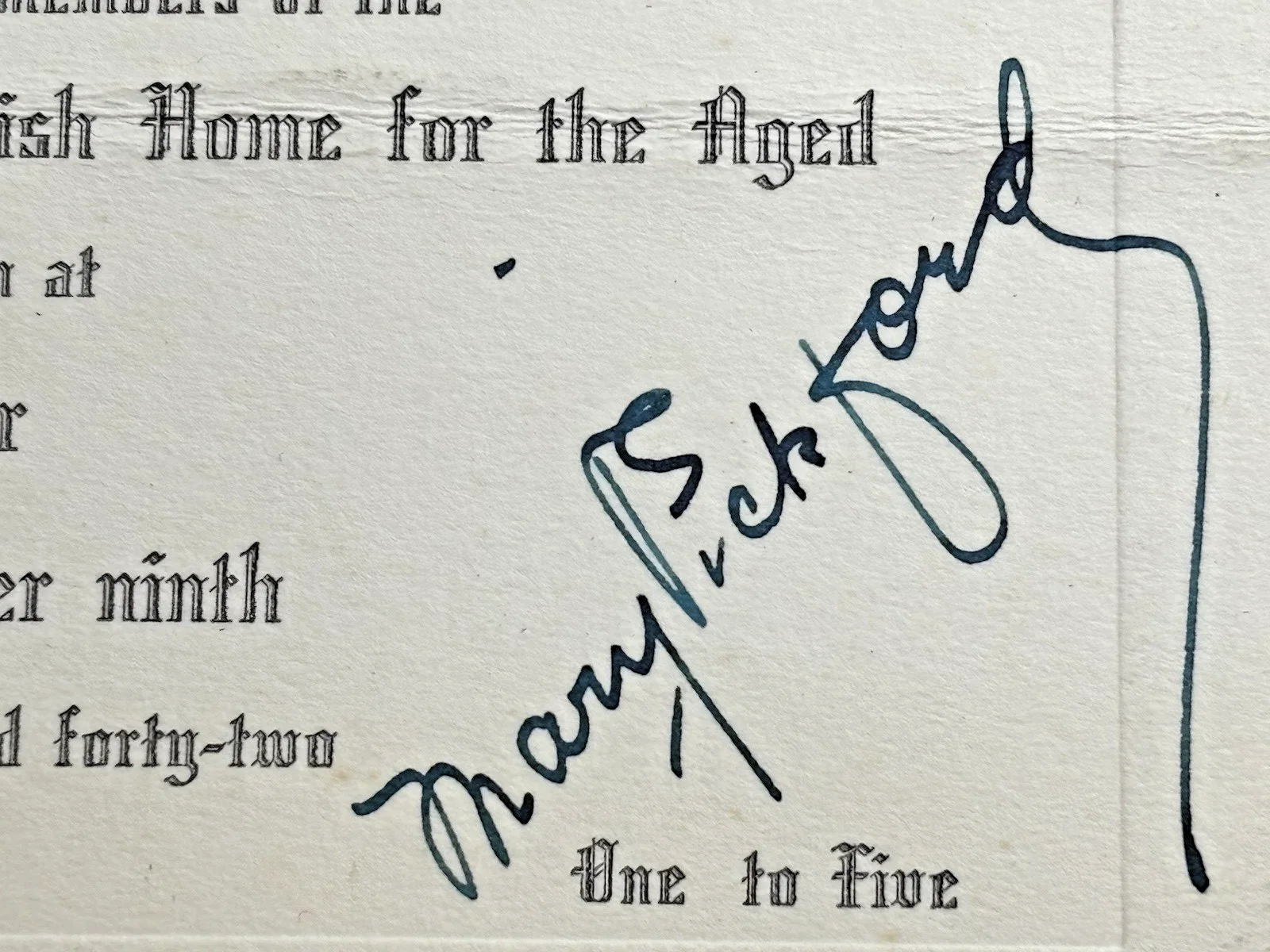Signed 1942 Mary Pickford Pickfair Invitation Autograph – Silent Film Icon – Old, изображение 2