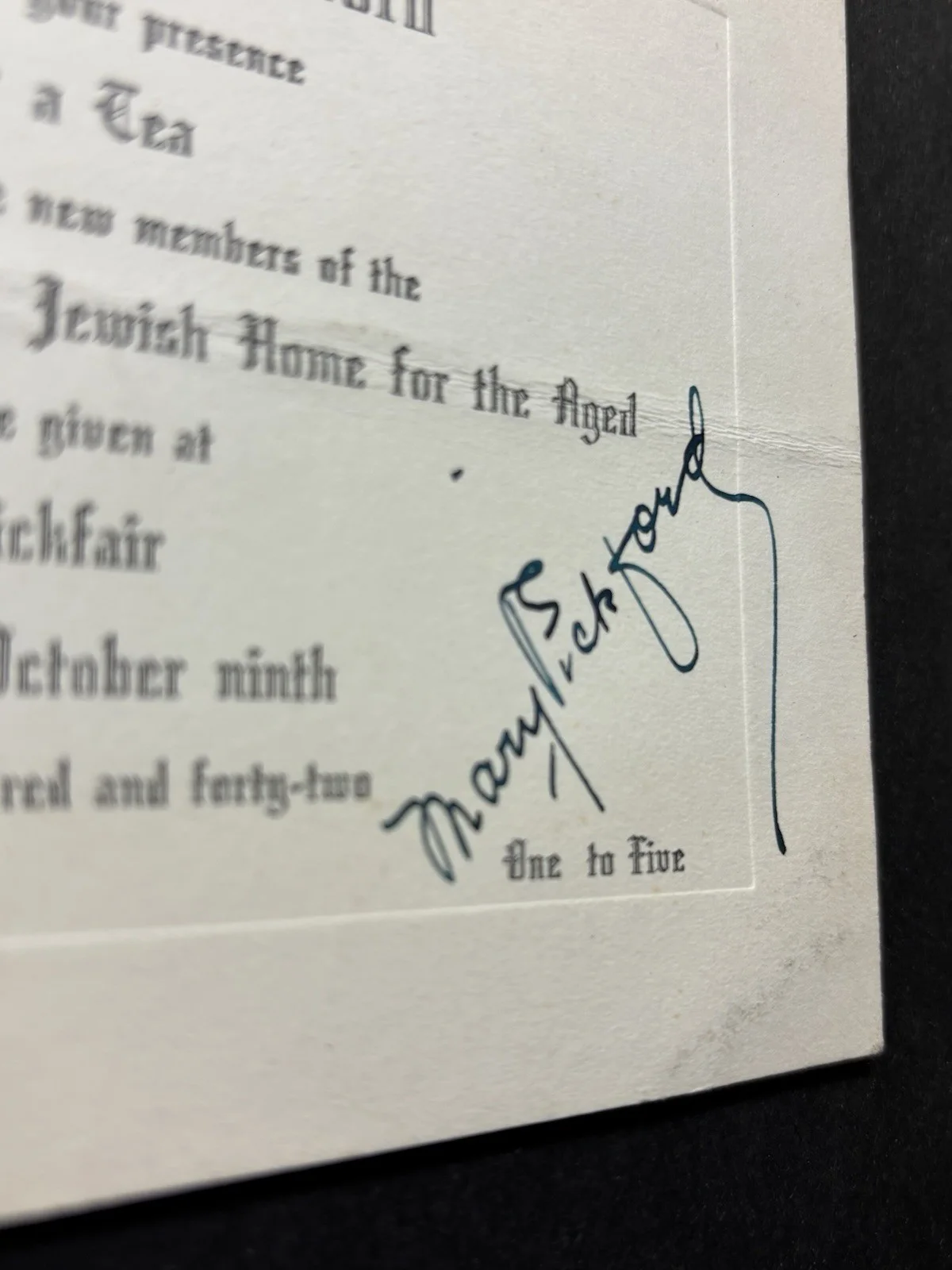 Signed 1942 Mary Pickford Pickfair Invitation Autograph – Silent Film Icon – Old, изображение 3