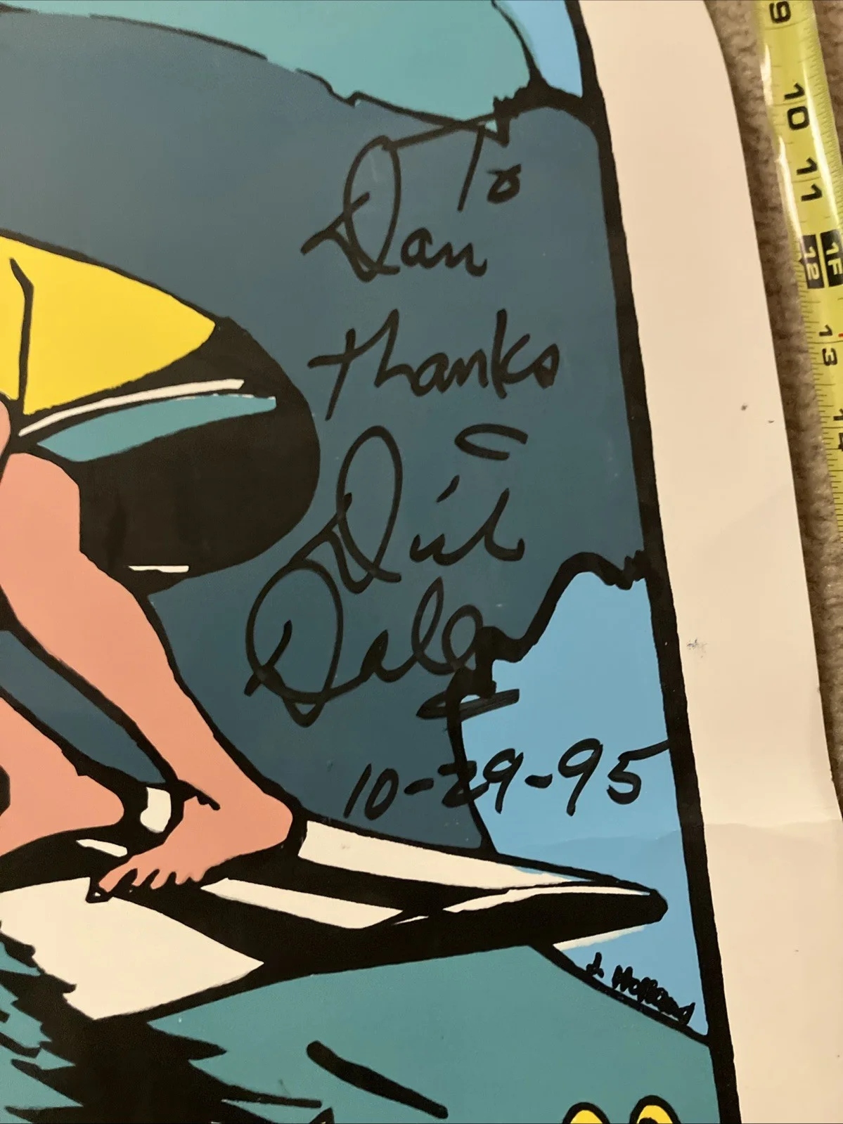 DICK DALE Ultra RARE SCREEN PRINTED *Autographed* LARGE CONCERT POSTER Surf 1995, image 2