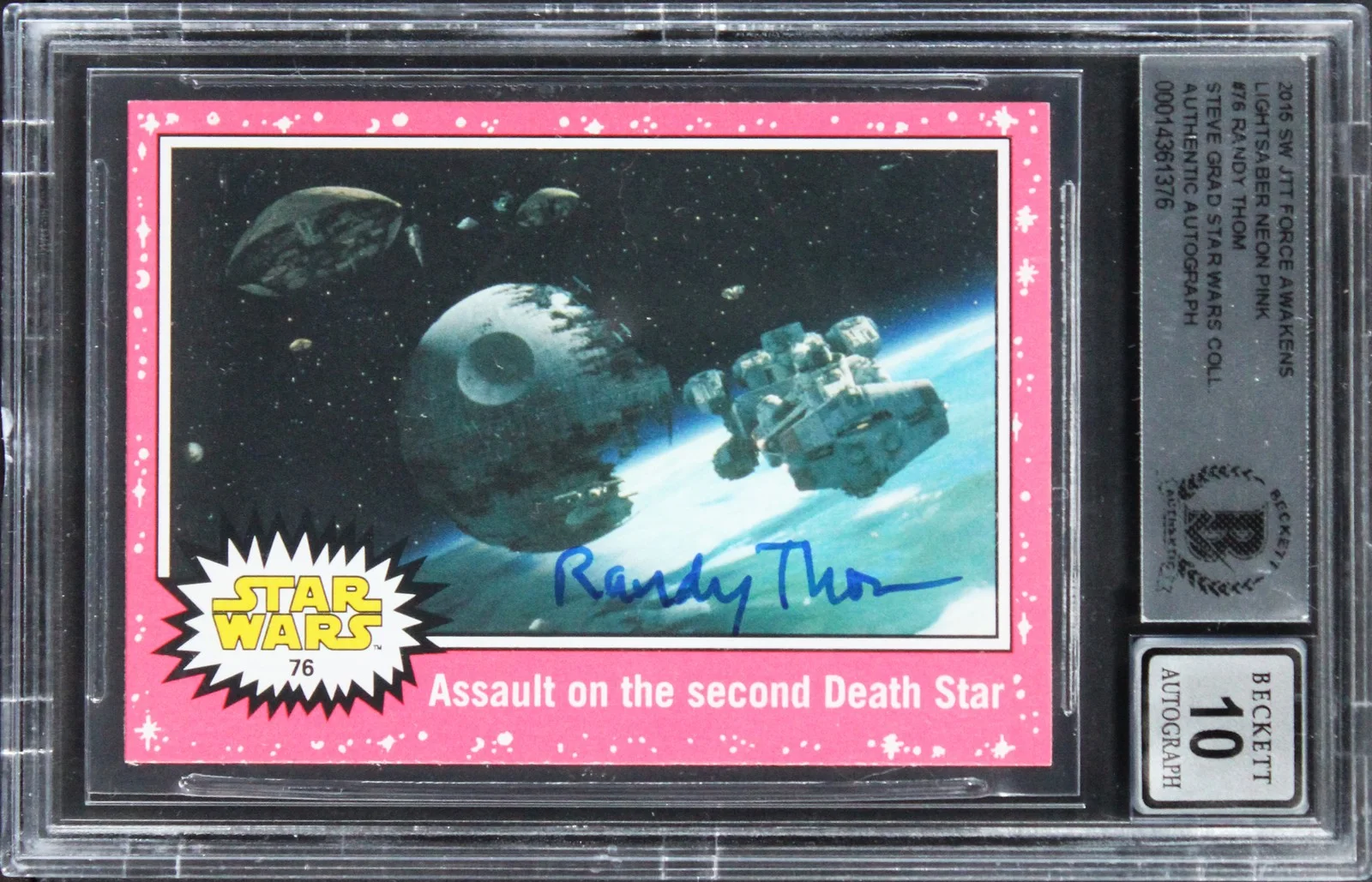 Randy Thom — Randy Thom Star Wars Signed 2015 SW JTT FA Light NP #76 Card Auto 10 BAS Slabbed