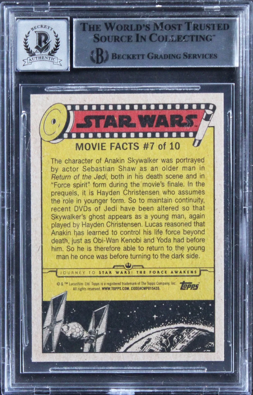 Randy Thom — Randy Thom Star Wars Signed 2015 SW JTT FA Light NP #76 Card Auto 10 BAS Slabbed, image 2